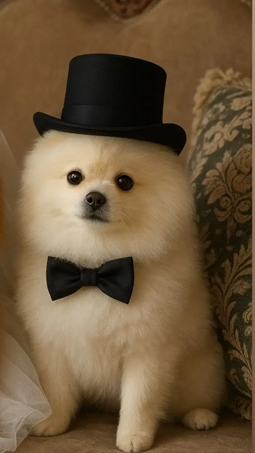 پامرانین خرسی سفید|سگ|یزد, |دیوار