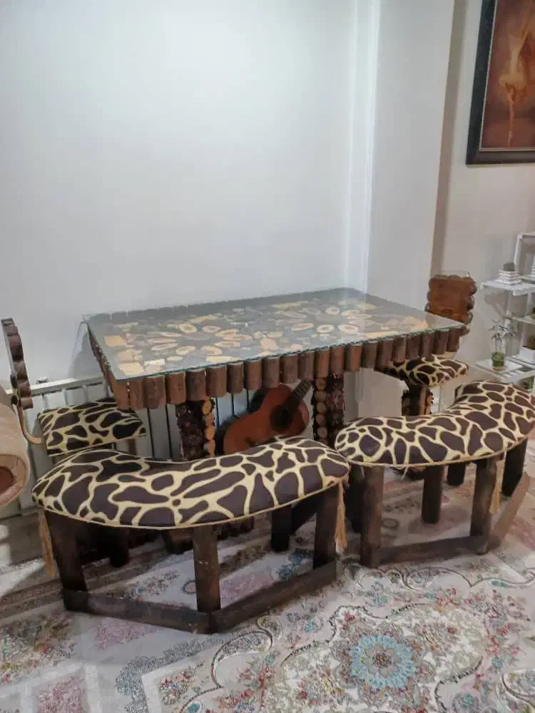 میز نهارخوری مدل چوبی روستیک طرح جنگلی ۶ نفره|میز و صندلی غذاخوری|تهران, مجیدیه|دیوار