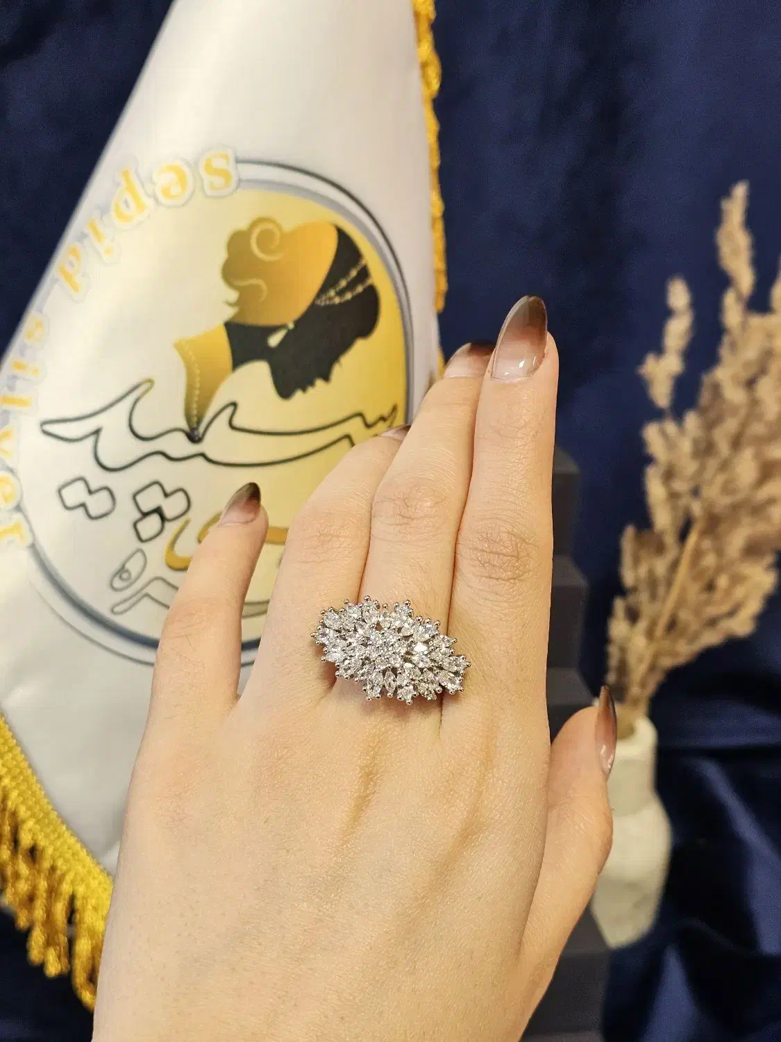 انگشتر مارکیز جواهری نقره|جواهرات|فردیس, نگارستان|دیوار