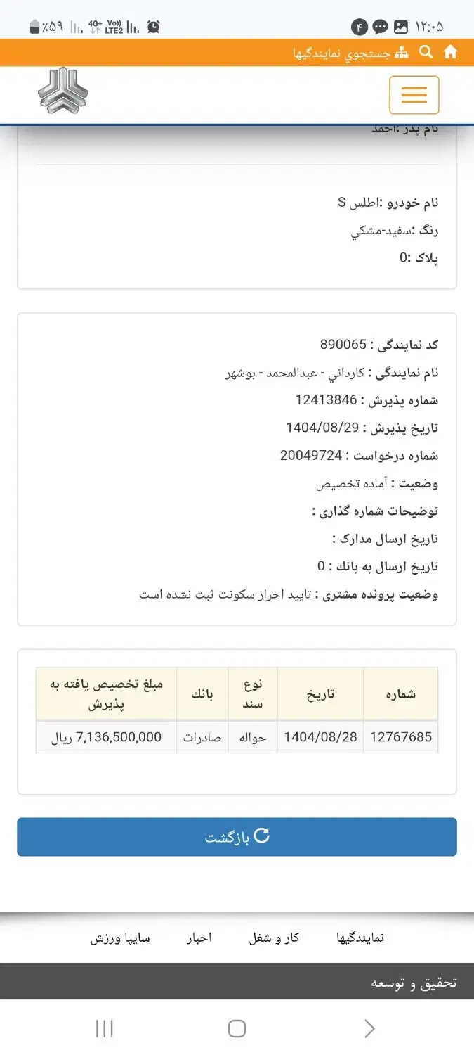 حواله اطلس|خودرو سواری و وانت|بوشهر, |دیوار