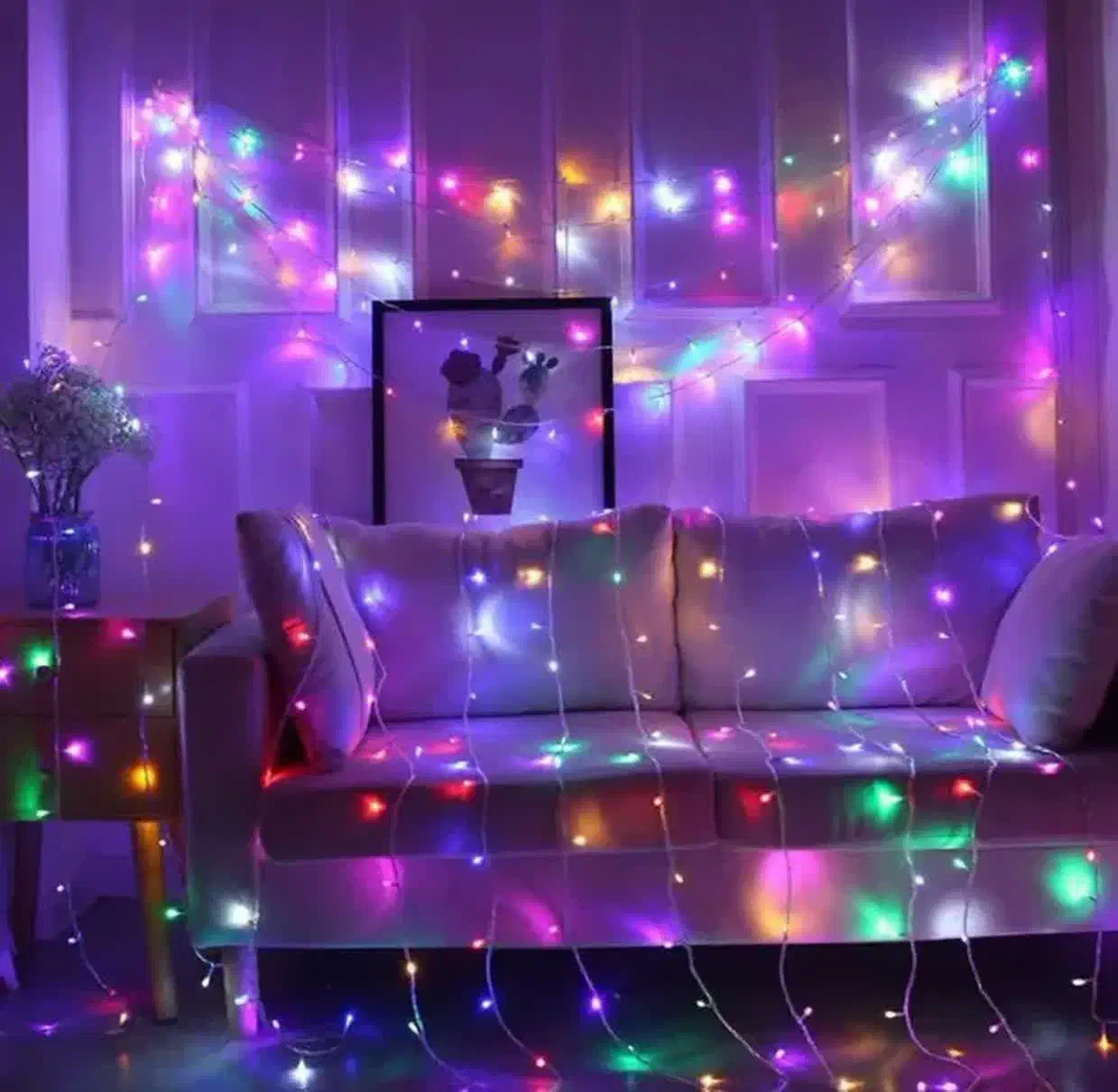 تزئینات نور(ریسه،رقص نور،برگ مصنوعی)|ریسه و چراغ تزئینی|قائن, |دیوار