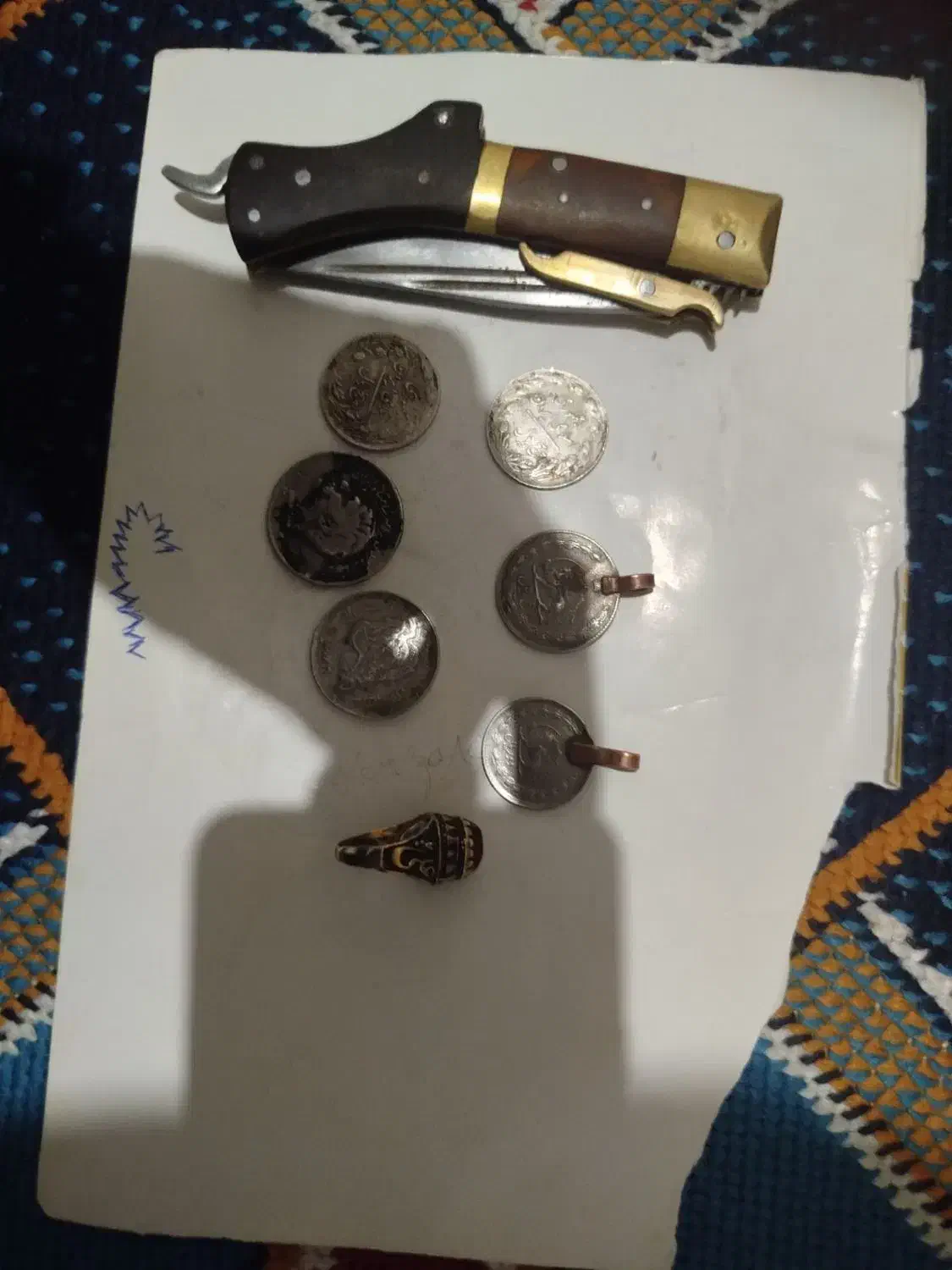 چاقو قدیمی وانگشتر و سکه قدیمی|کلکسیون اشیاء عتیقه|خواف, |دیوار