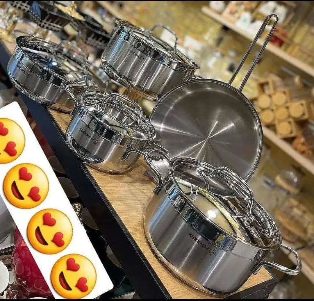 سرویس قابلمه 9 پارچه استیل کرکماز کف چدن اصل|ظروف پخت‌وپز|بروجرد, |دیوار