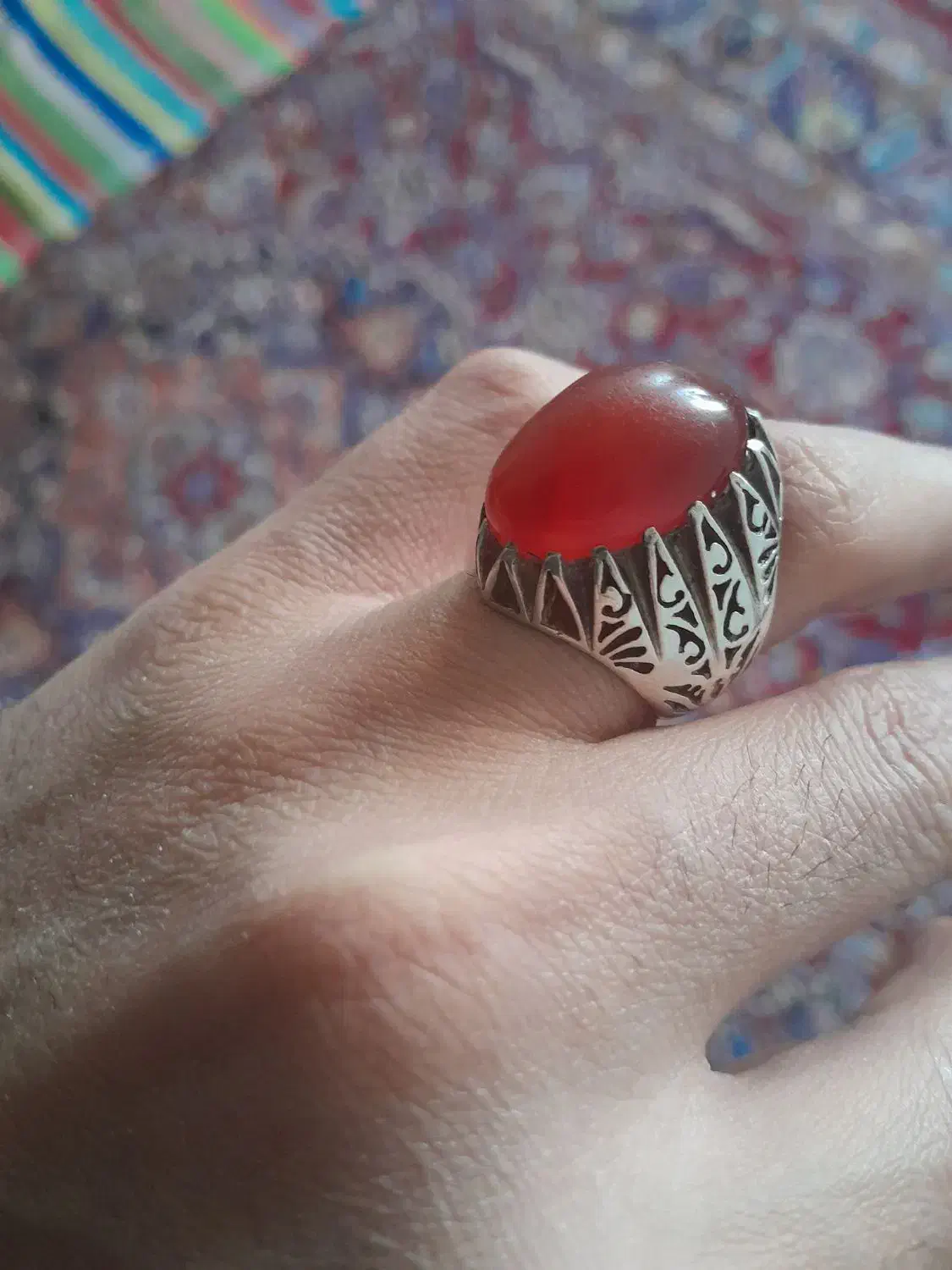 دوتاانگشترعقیق سرخ وعقیق جزسیاه عالی|جواهرات|زاهدان, |دیوار