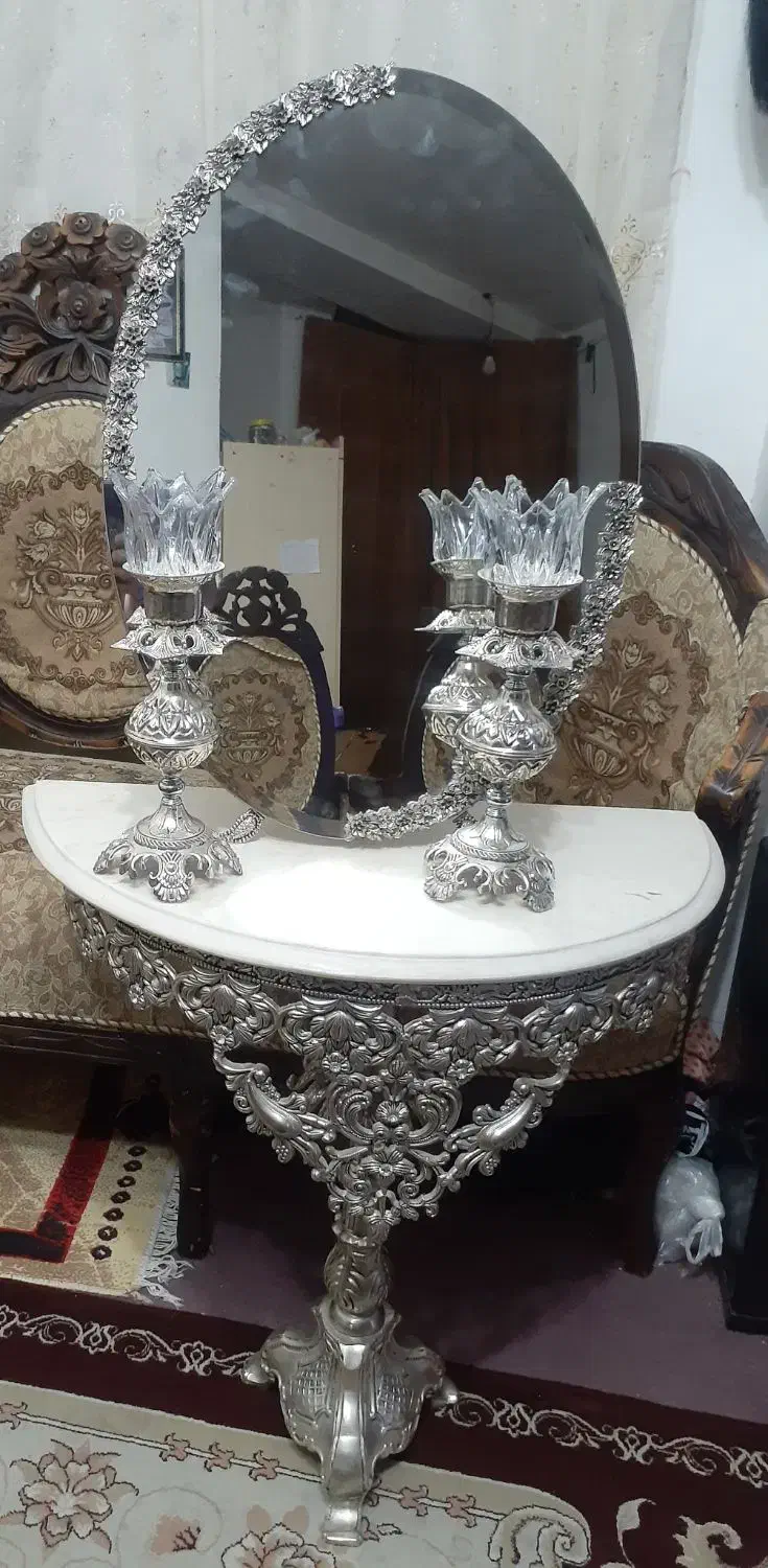 اینه شمعدون نقره ای برای شیک پسندان|صنایع دستی و سایر لوازم تزئینی|دماوند, مسکن مهر گیلاوند|دیوار