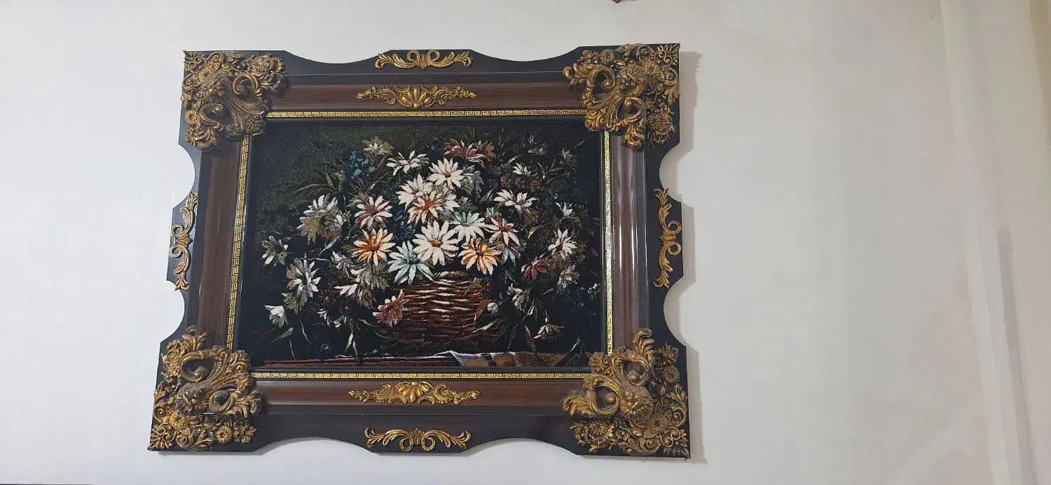 تابلو فرش ماشینی دور چوب|تابلو فرش|دزفول, |دیوار