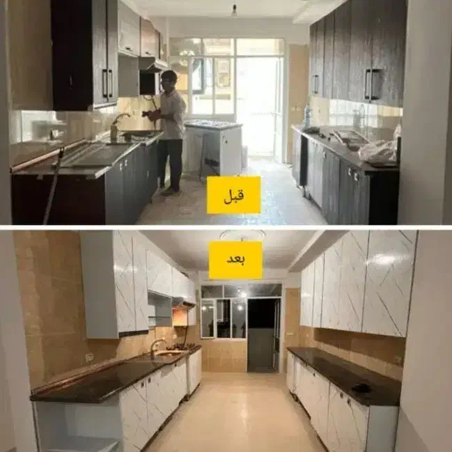نصب انواع برچسب کابینت‌و نصب ماربل شیت وکاغذ|خدمات پیشه و مهارت|کرج, باغستان|دیوار