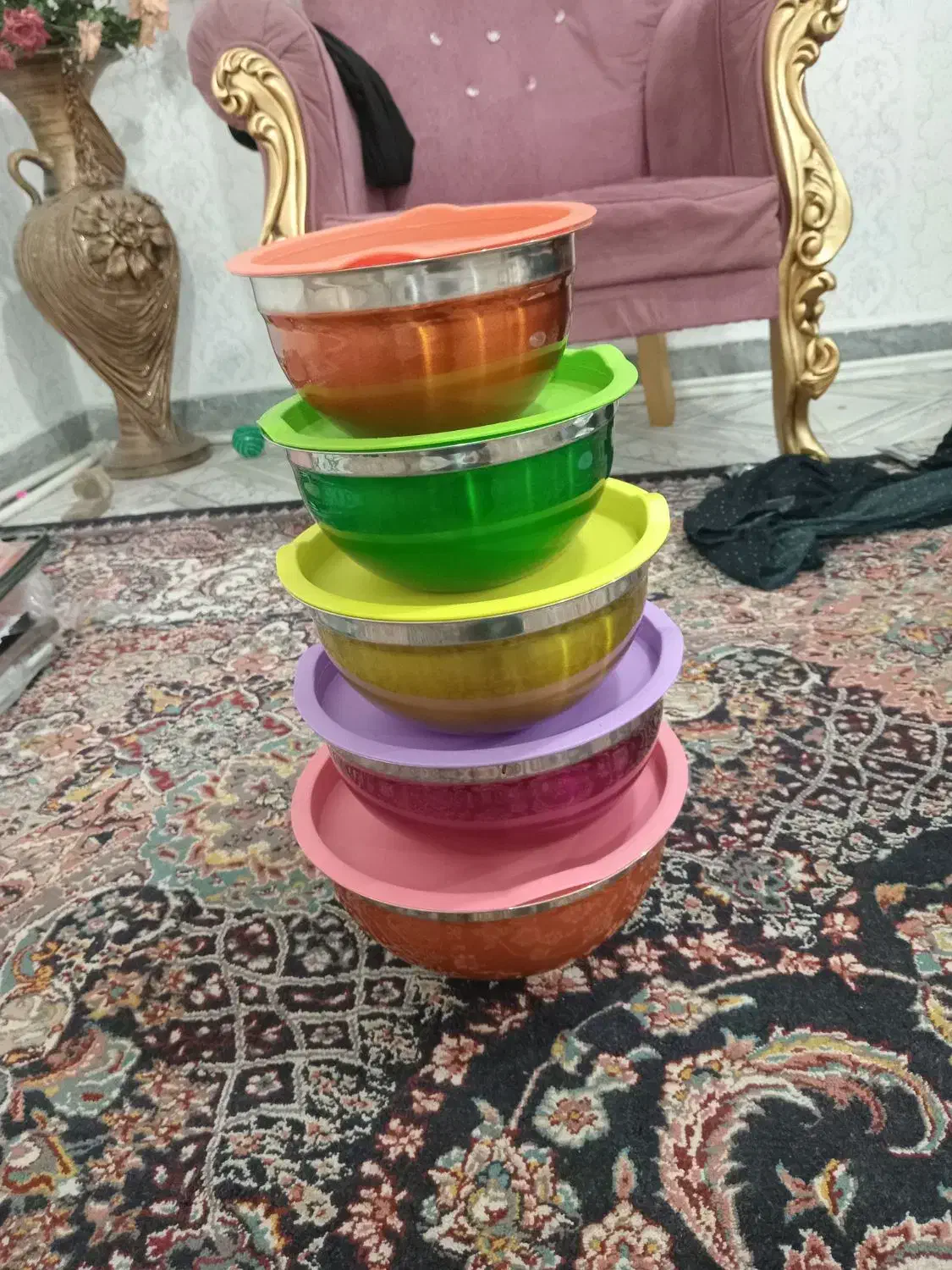 لگن رنگی وقابلمه وشیرظرفشویی|ظروف پختوپز|خرمآباد, |دیوار