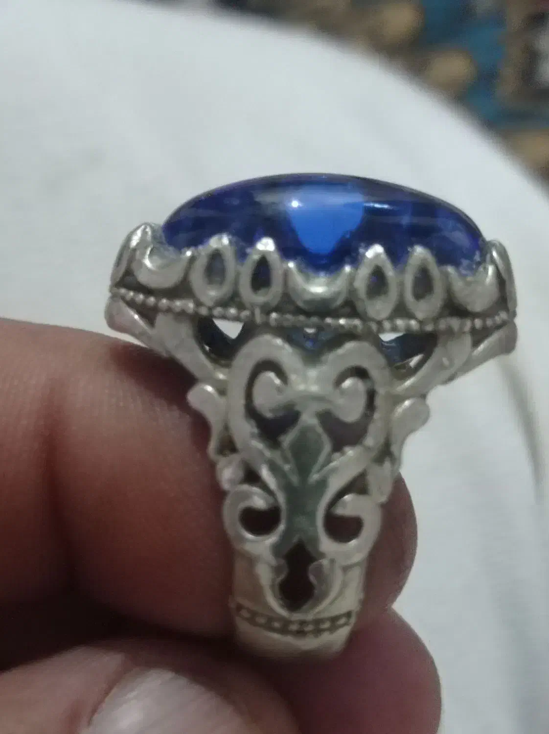 انگشتر نقره یاقوت لعل ابی|جواهرات|کارون, |دیوار