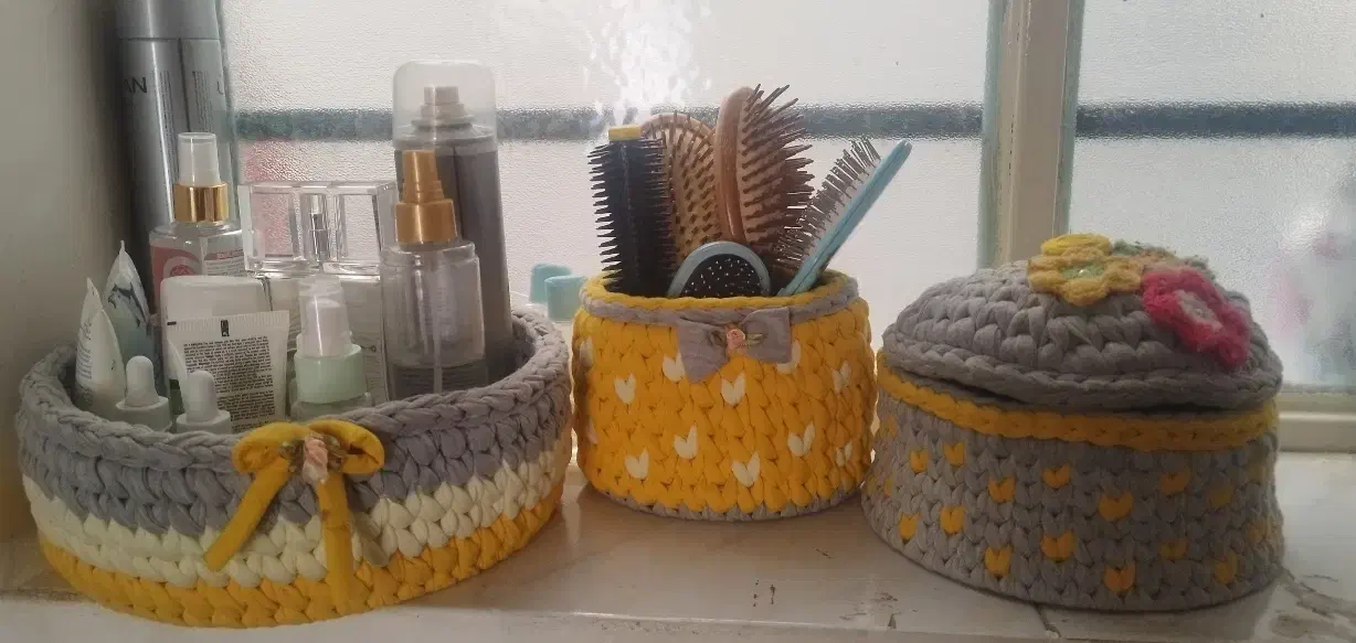 ست بافتنی جای آرایشی|صنایع دستی و سایر لوازم تزئینی|دهلران, |دیوار