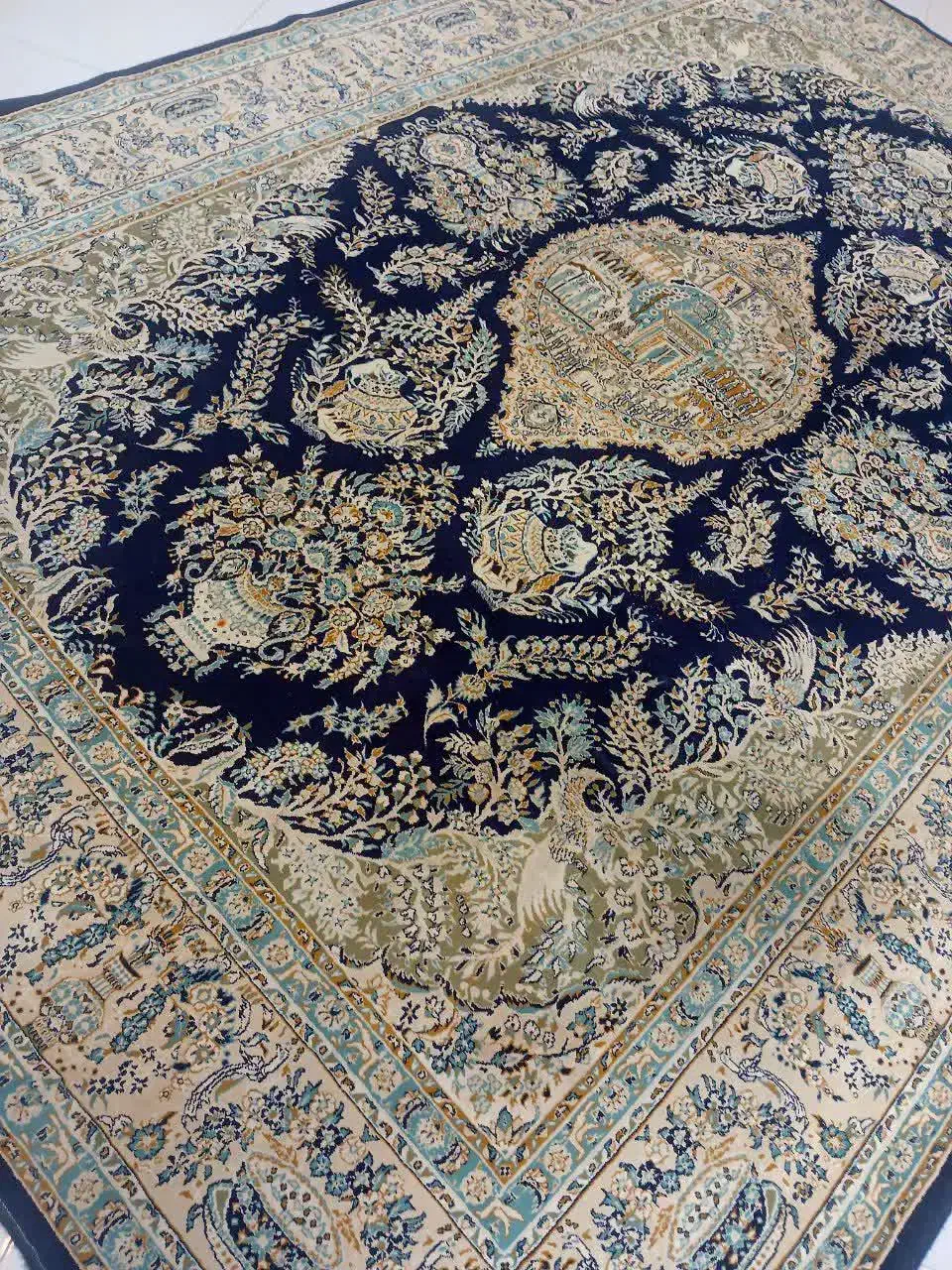 یک جفت فرش ۹ ضخیم پر تراکم سرمه ای|فرش|هشتگرد, شهرک اداری|دیوار