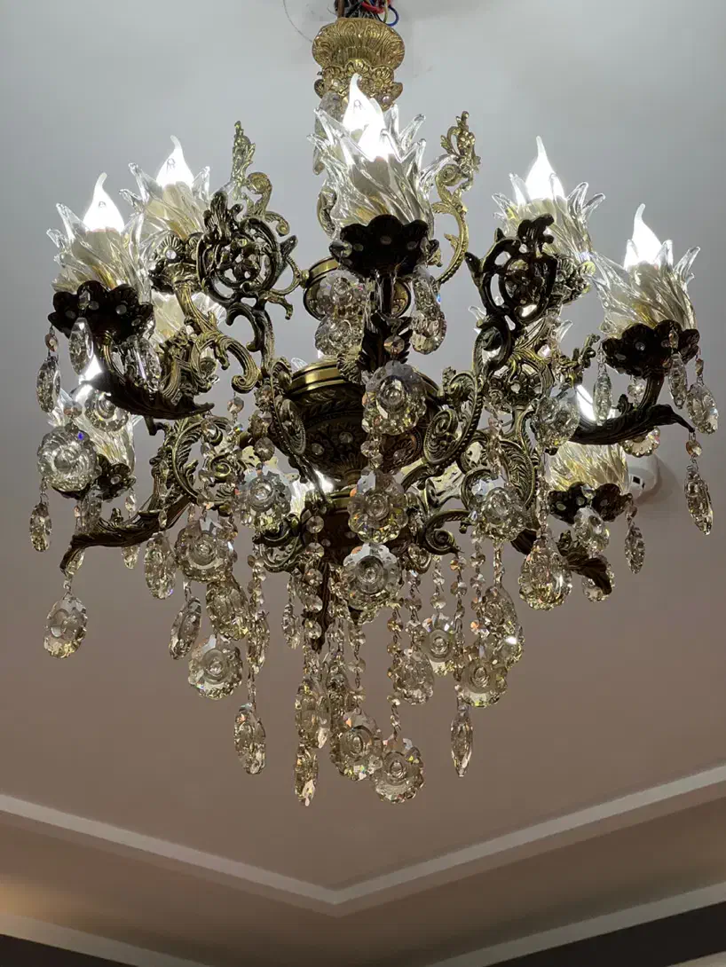 لوستر سه طوقه برنز ۶شاخه|لوستر و چراغ آویز|فردیس, منظریه|دیوار