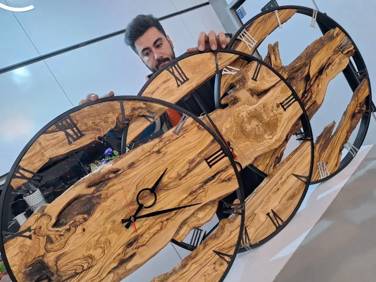 ساعت چوب زیتون|ساعت دیواری و تزئینی|تبریز, |دیوار