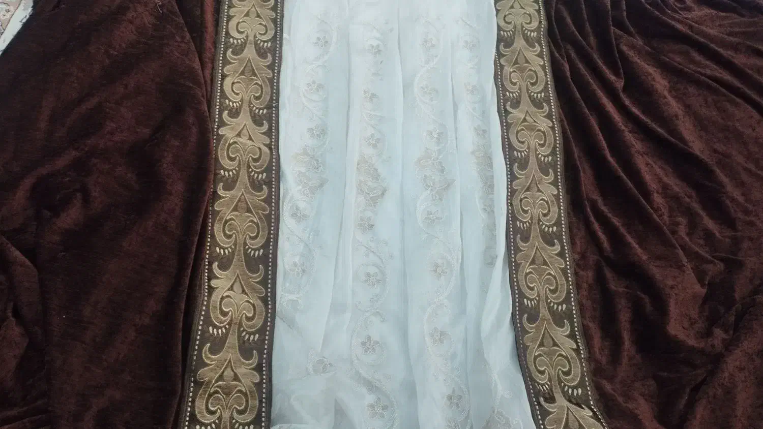 پرده بریلنت کنف بافی با والان مخمل|پرده، رانر، رومیزی|اسلام‌شهر, شهرک سعیدیه|دیوار