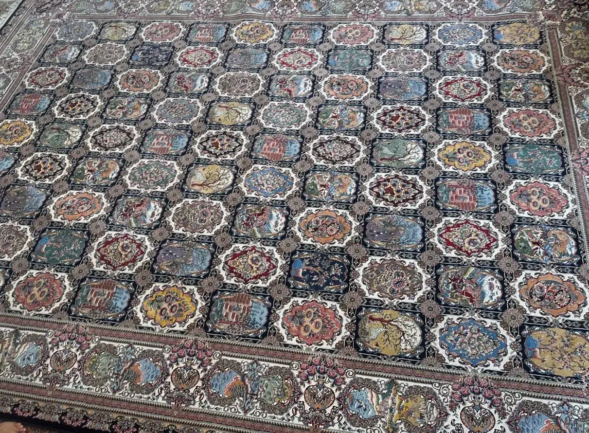 فرش خشتی دوازده متری اعیان ۱۲۰۰شانه ضخیم گوشی|فرش|ری, شهادت|دیوار