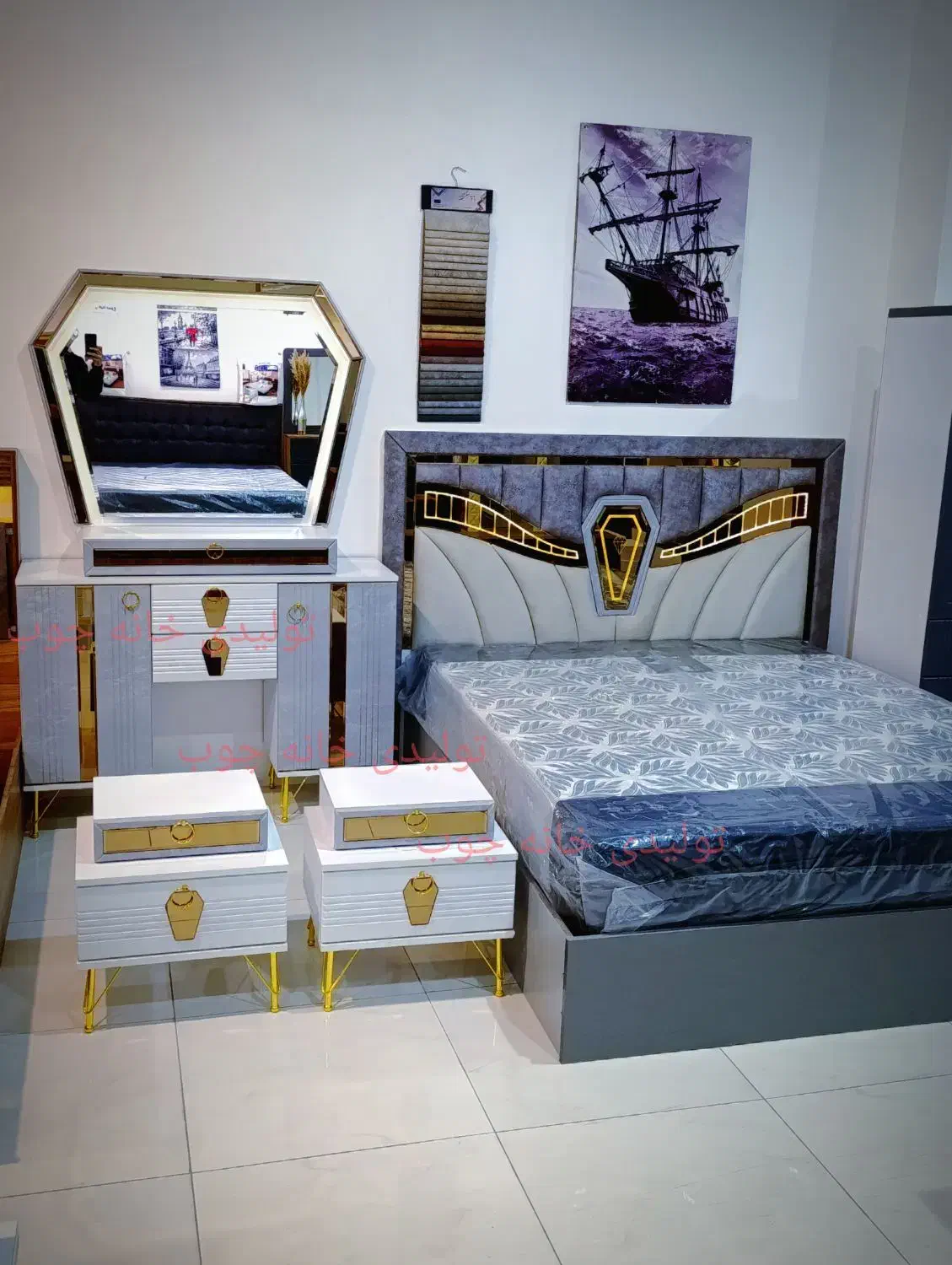 سرویس لاکچری و زیبای الماس کد20|تخت و سرویس خواب|همدان, |دیوار