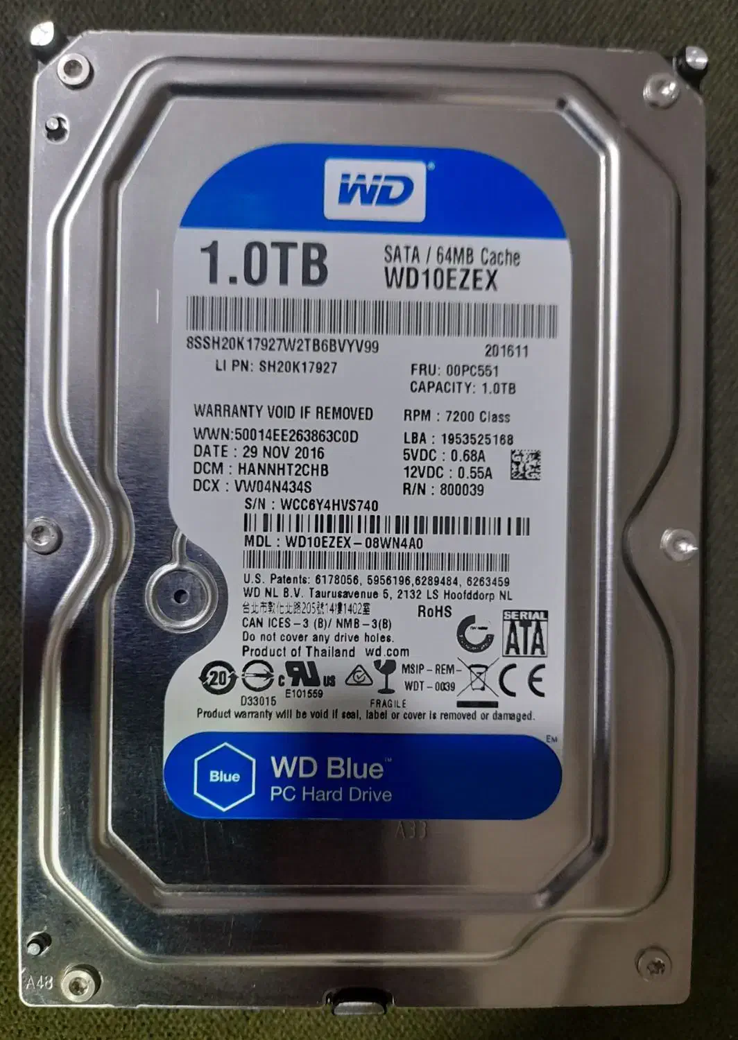 هارد ۱ترابایت آبی وسترن در حد آک|قطعات و لوازم جانبی رایانه|مشهد, مشکینی (شهرک غرب)|دیوار