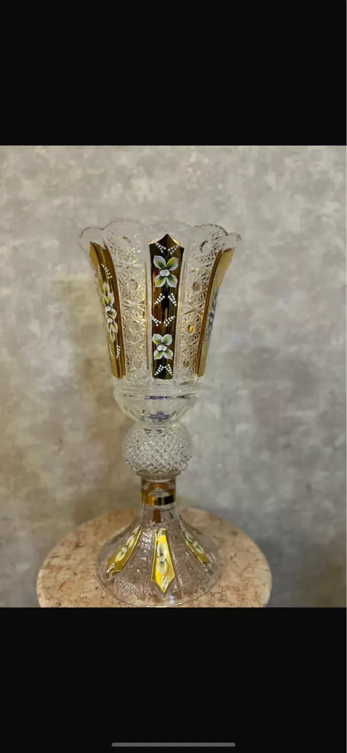 گلدان بوهمیا طلا کوب ۵۰سانتی نو|صنایع دستی و سایر لوازم تزئینی|تهران, سلسبیل جنوبی|دیوار