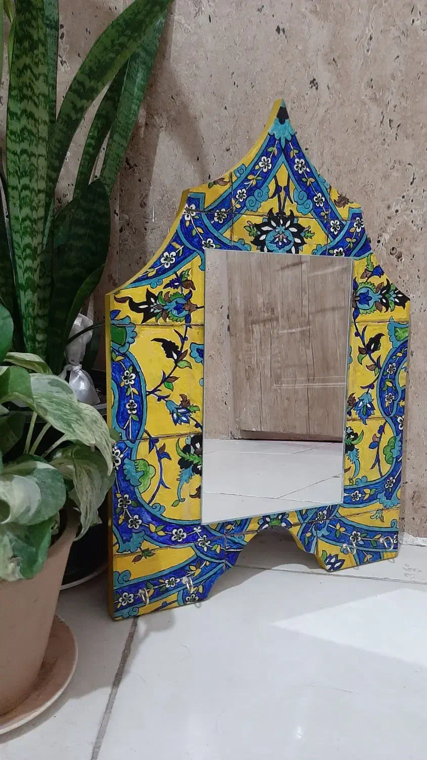 آینه جاکلیدی نقاشی شده|تابلو، نقاشی، عکس|کرمان, |دیوار