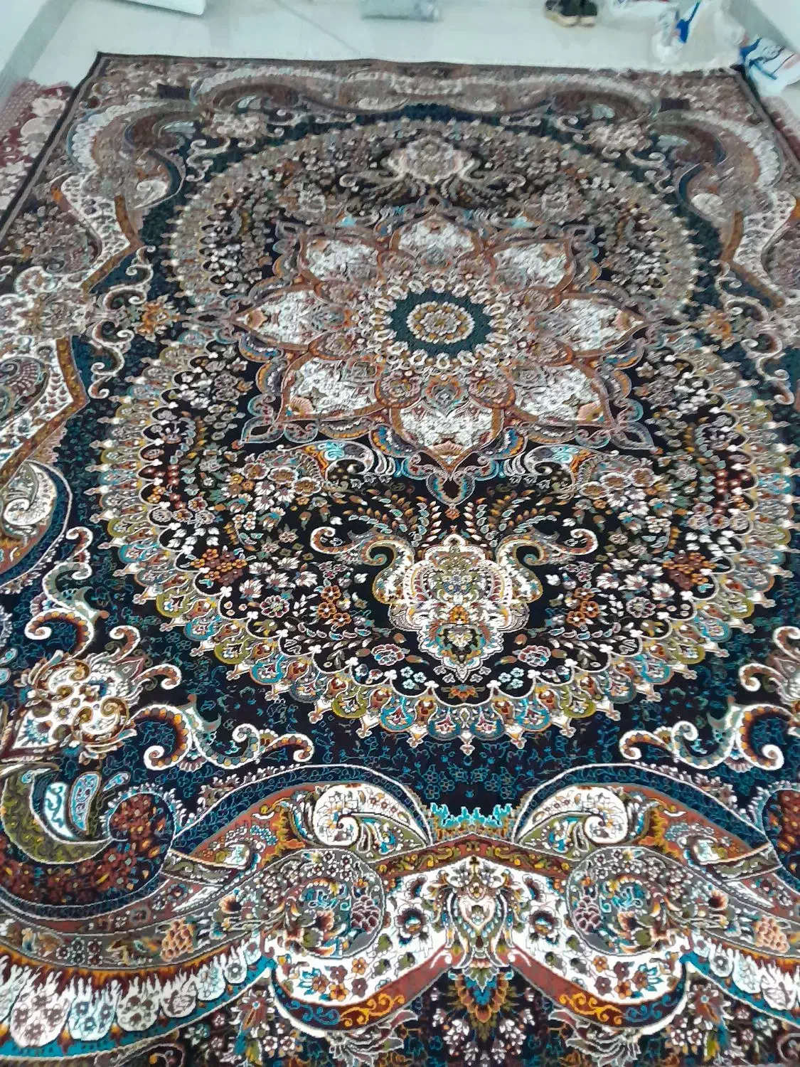 فرش چیچک سرمه ای|فرش|کوهدشت, |دیوار