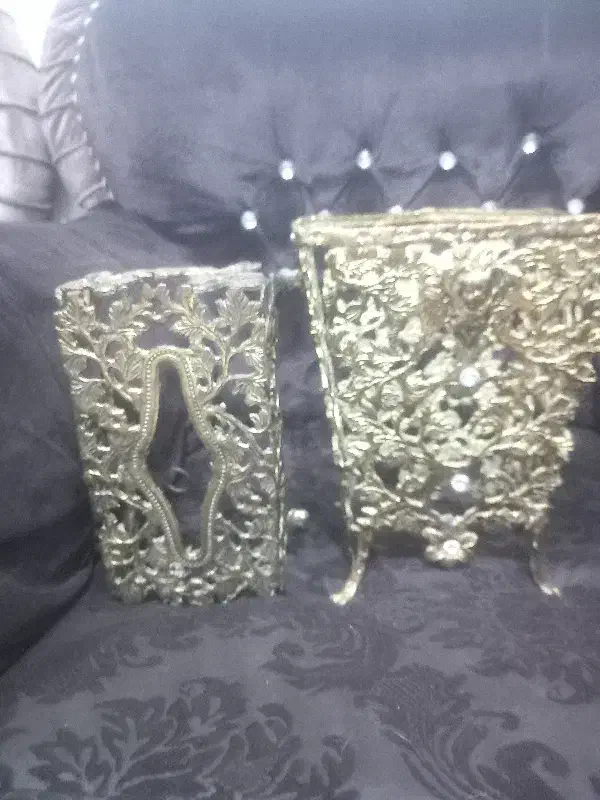 سطل آشغال و جای دستمال کاغذی  برنز|کلکسیون اشیاء عتیقه|پارس‌آباد, |دیوار