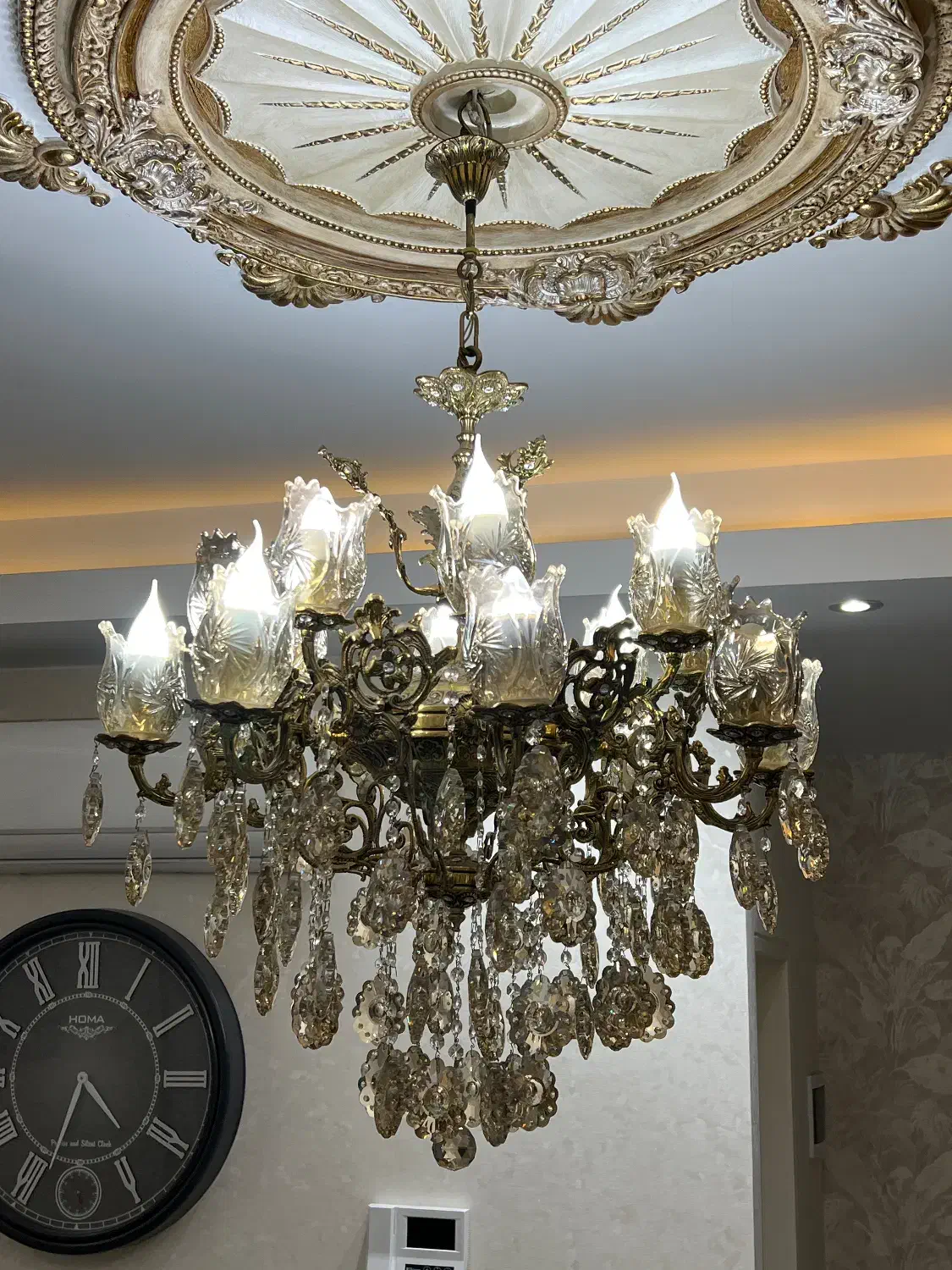 ۱ لوستر ۸شاخه دوشعله برنجی ۲تا ۵ شاخه|لوستر و چراغ آویز|ری, هاشمآباد|دیوار