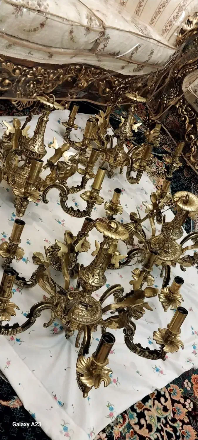 چهار عدد لوستر برنزی فرشته دار خاص و بی نظیر|لوستر و چراغ آویز|همدان, |دیوار