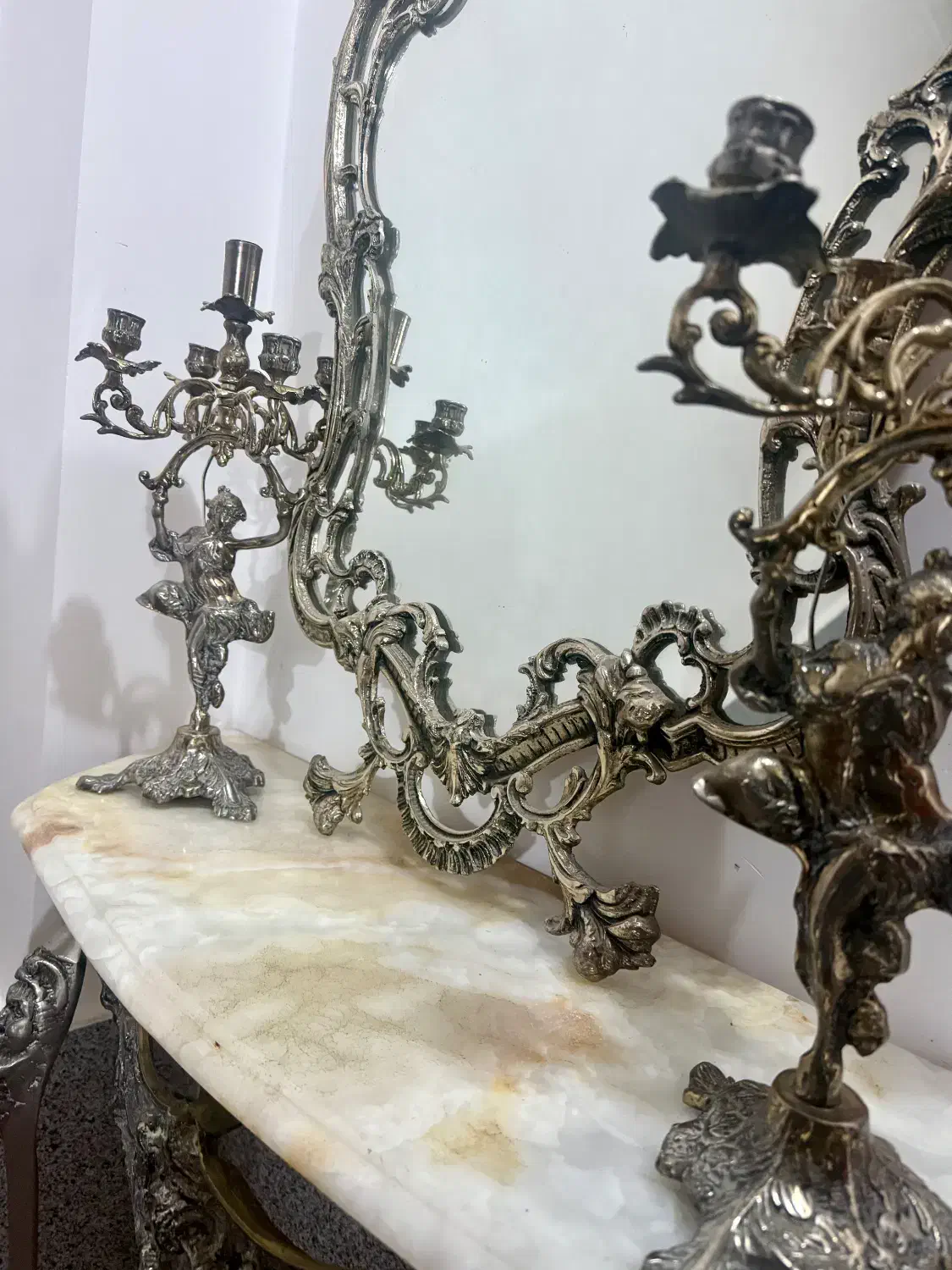 آینه کنسول برنز ، آینه شمعدان برنز|بوفه، ویترین، کنسول|میاندوآب, |دیوار