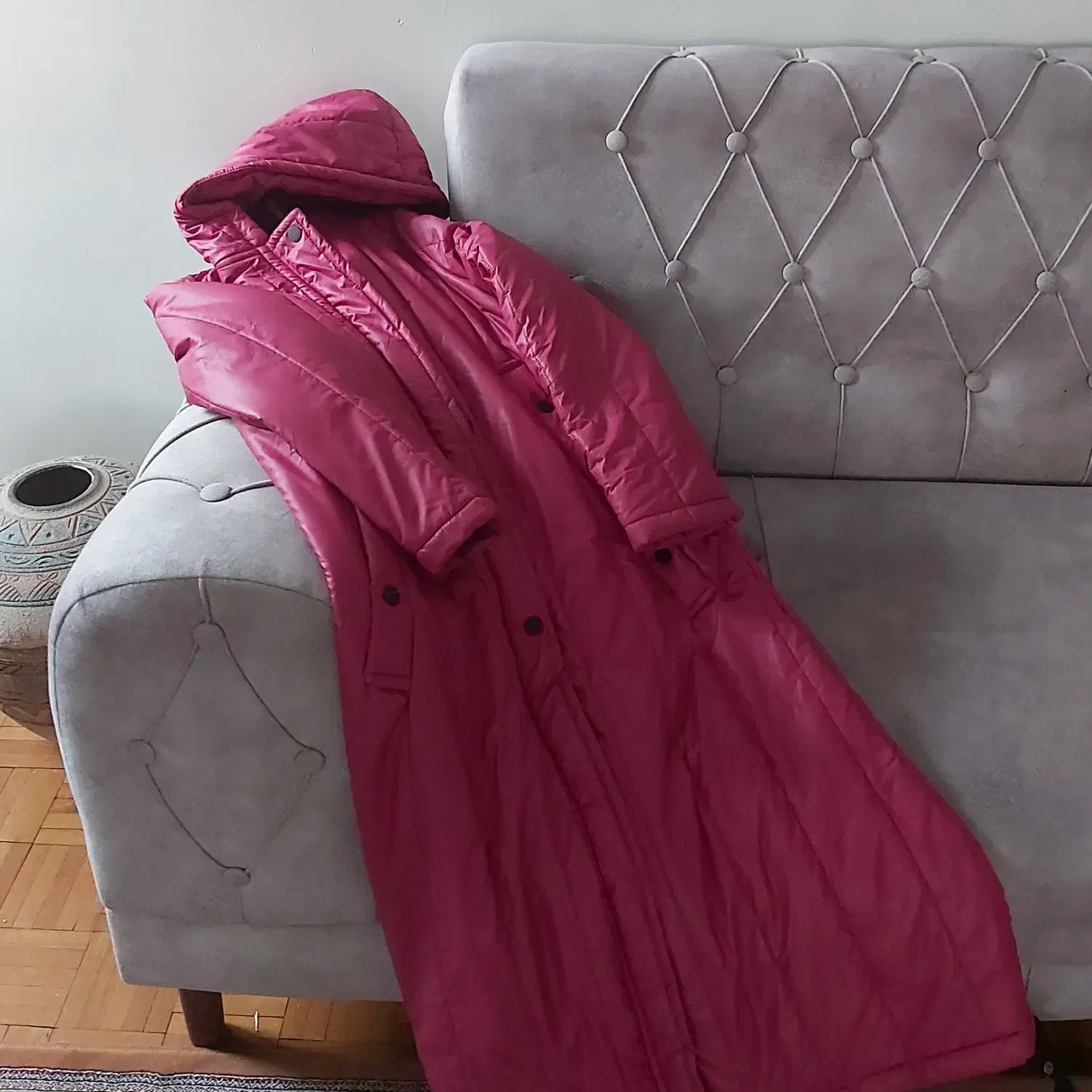 بافت.بافتهای ترک مانتو..کاپشن بلند سرخابی|لباس|تهران, یوسف‌آباد|دیوار