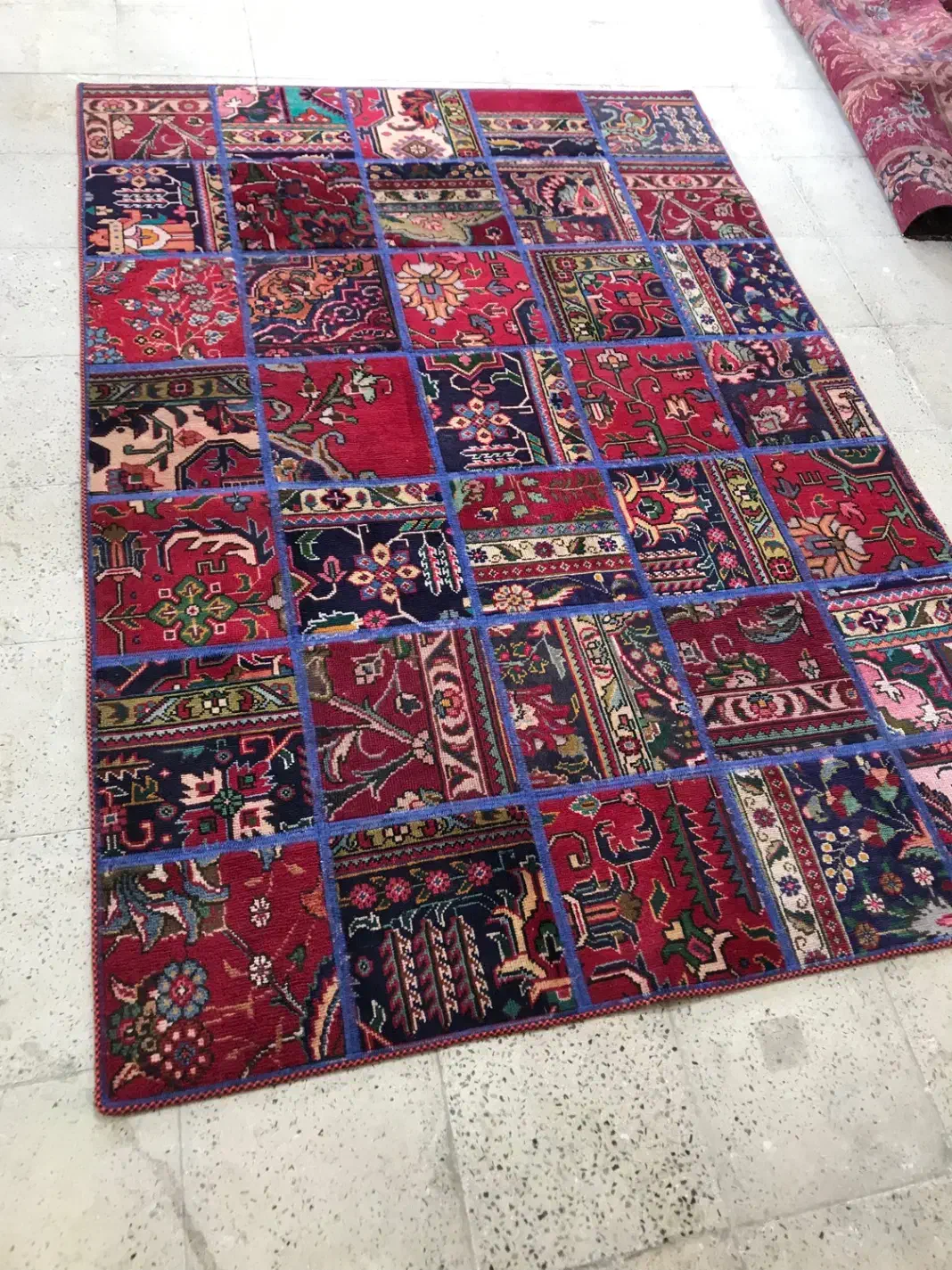 فرش چهل تکه خشتی دست بافت|فرش|کرج, برغان|دیوار