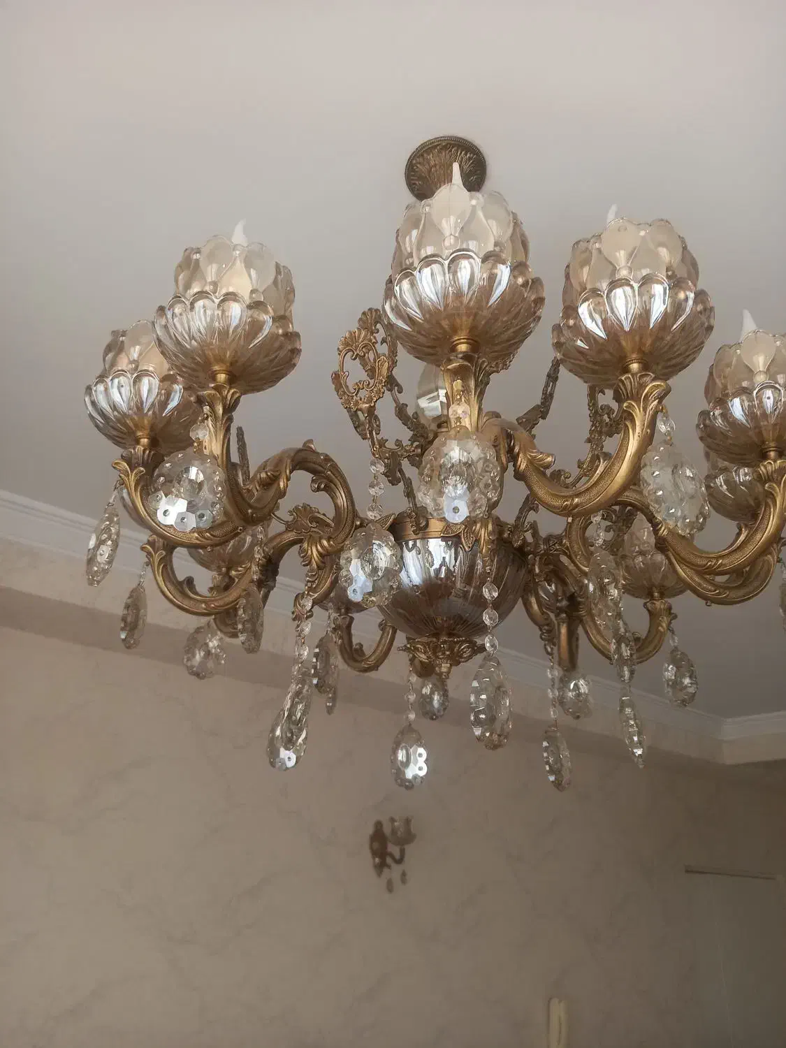 لوستر برنز طلایی جدید|لوستر و چراغ آویز|اهر, |دیوار