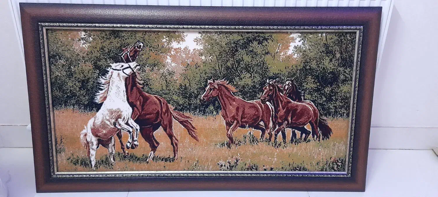 لوستر برنز و تابلو فرش ماشینی|لوستر و چراغ آویز|اراک, |دیوار