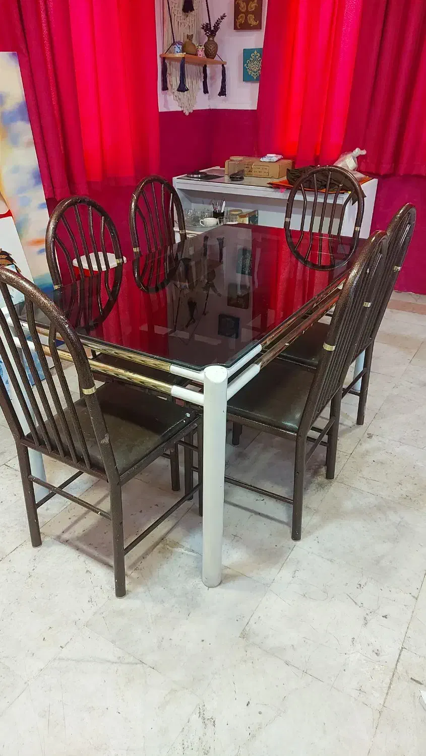 میز ۶نفره فلزی|میز و صندلی غذاخوری|تهران, شهرک مخابرات|دیوار