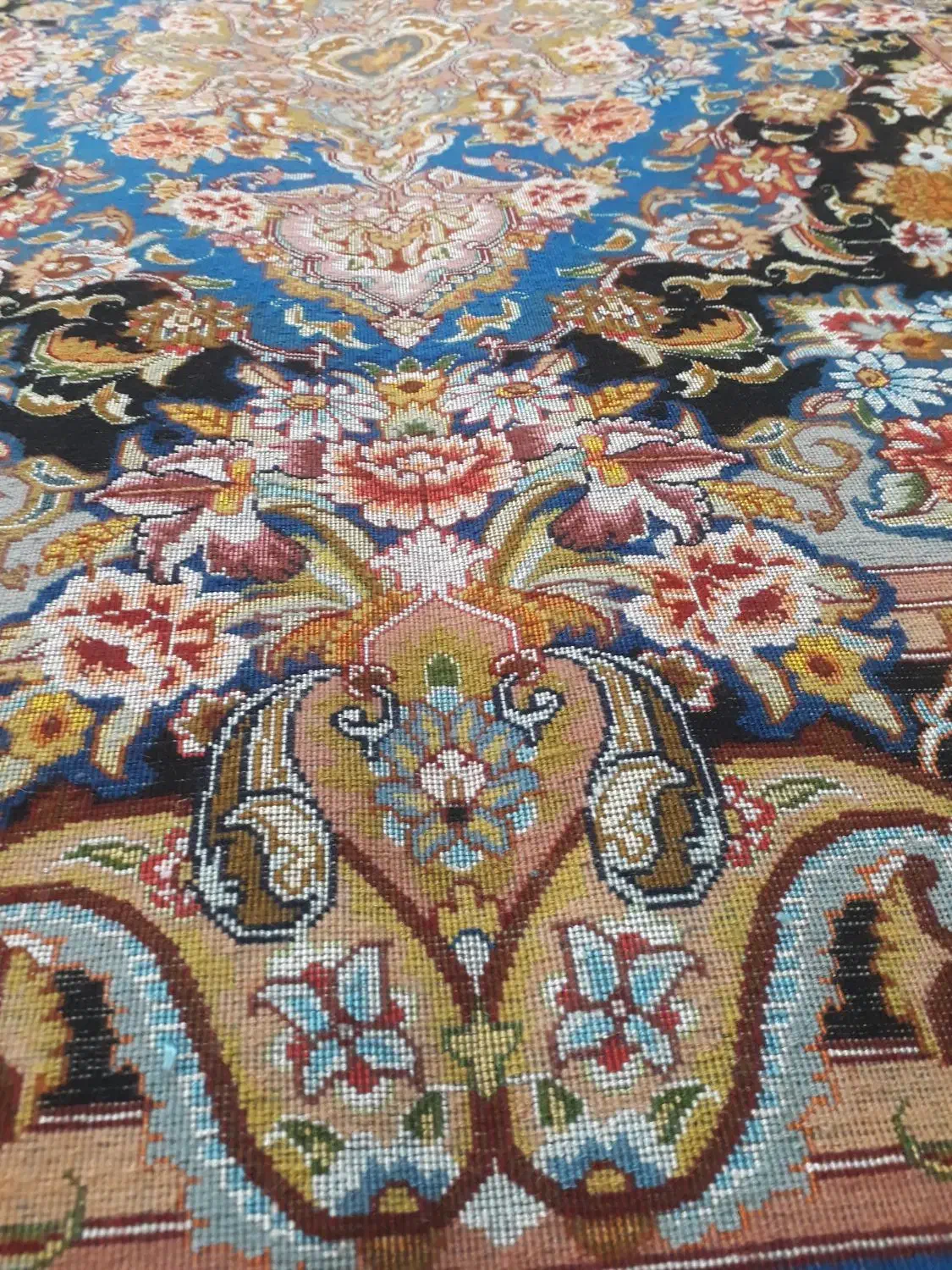 زرنیم مرینوس گل ابریشم|فرش|تبریز, |دیوار