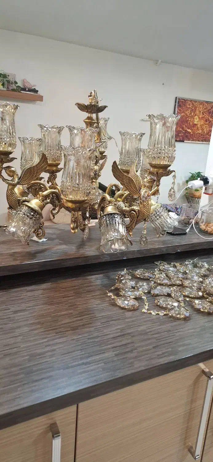 لوستر برنج مناسب فضاهای بزرگ|لوستر و چراغ آویز|تهران, قناتکوثر|دیوار