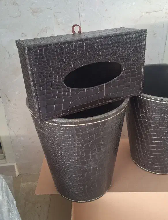 سطل و جا دستمال کاغذی چرم درجه ۱|صنایع دستی و سایر لوازم تزئینی|هشتگرد, شهرک ولیعصر (مصلی)|دیوار