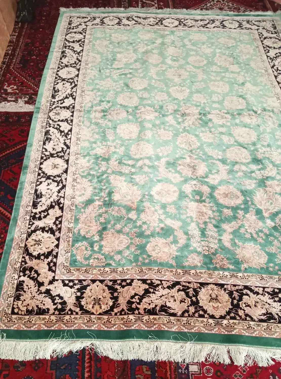 شیرتمام برنجی وفرش تمام ابریشم مجارستان|فرش|قم, علی آباد سعدگان|دیوار