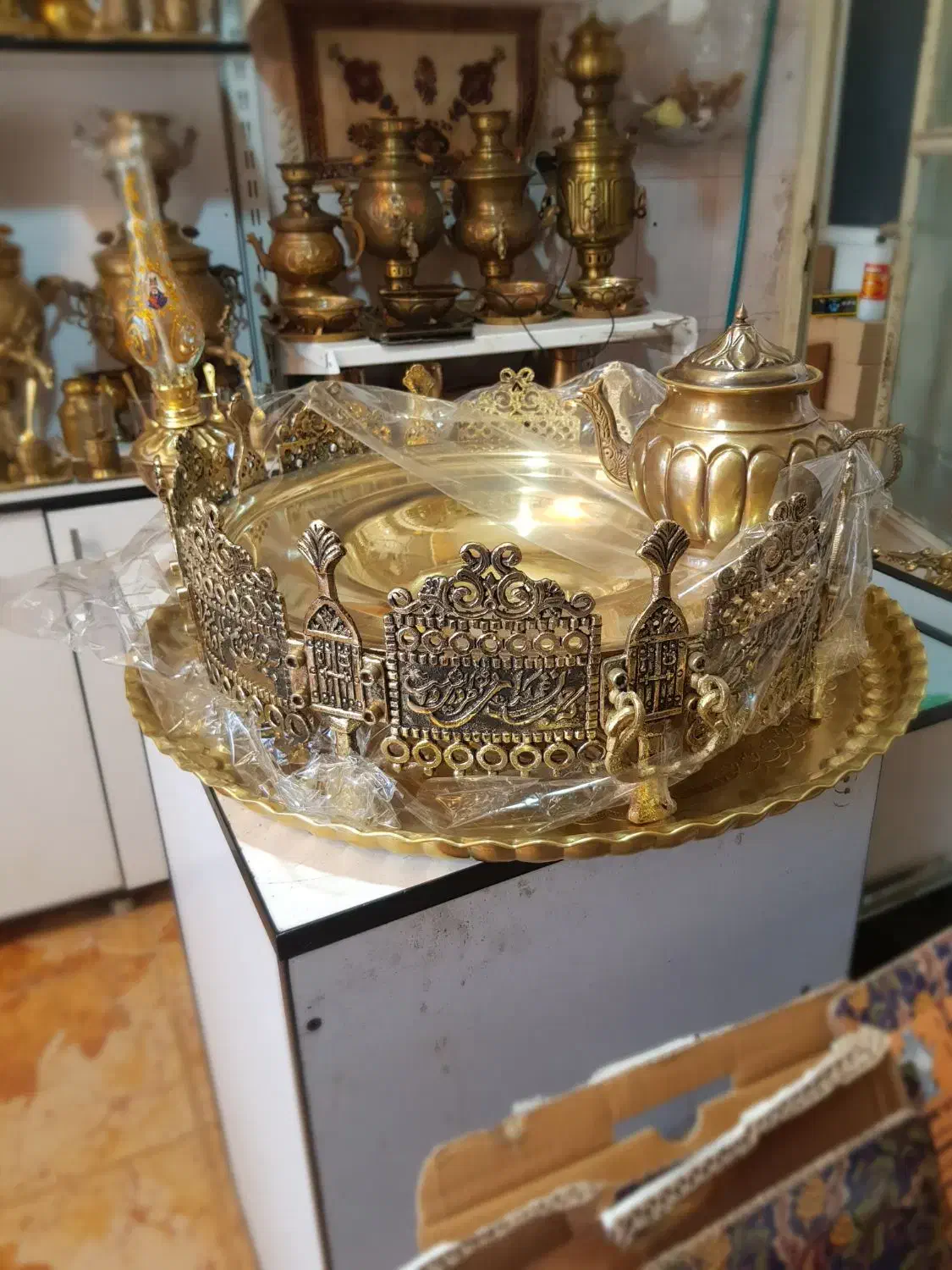 gtd  برنج منقل samovar برنجی سماور fcjoic|کلکسیون اشیاء عتیقه|شوش, |دیوار