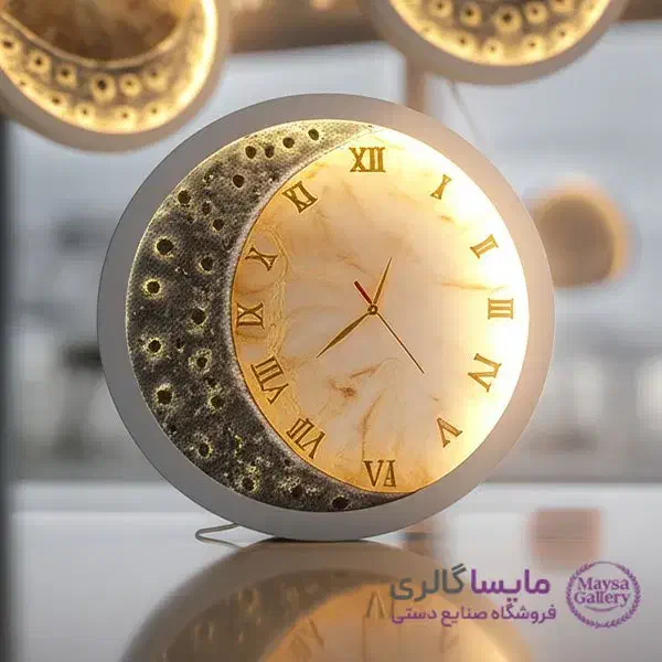 تابلوی ساعت و ماه رزینی|ساعت دیواری و تزئینی|گنبد کاووس, |دیوار