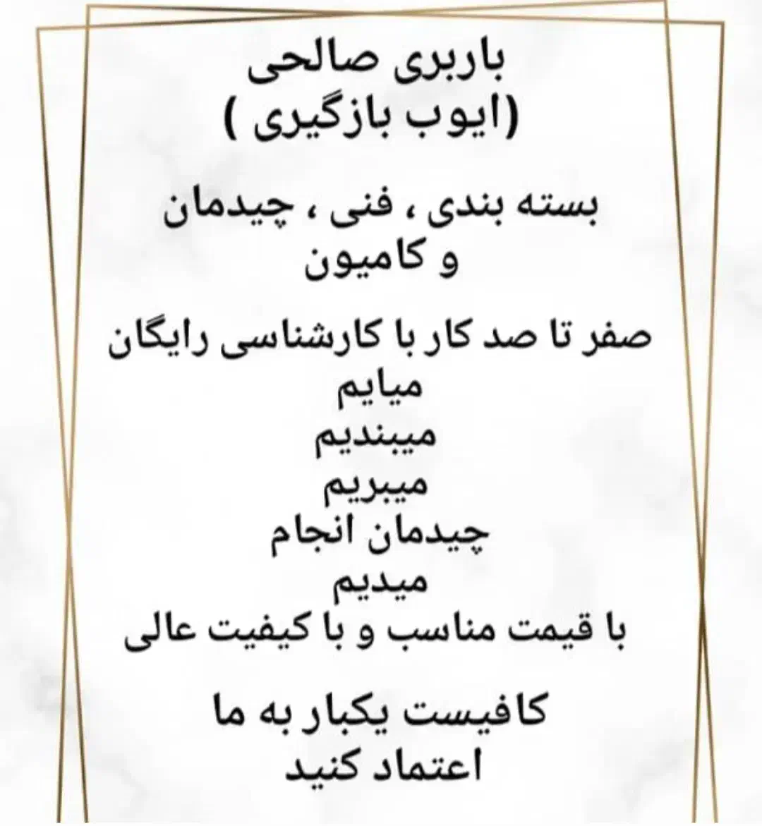 باربری صالحی(ایوب بازگیر)بسته بندی/فنی/کامیونت|خدمات حمل و نقل|تهران, تهرانپارس شرقی|دیوار