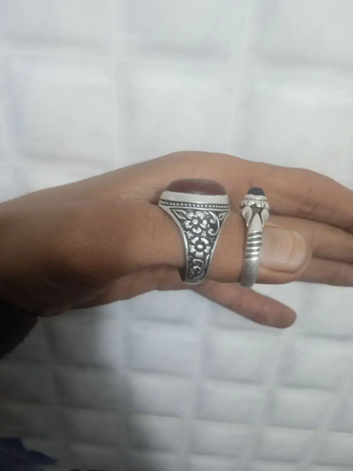 دوعددانگشتر نقره باعیار ۹۲۵|جواهرات|زنجان, |دیوار