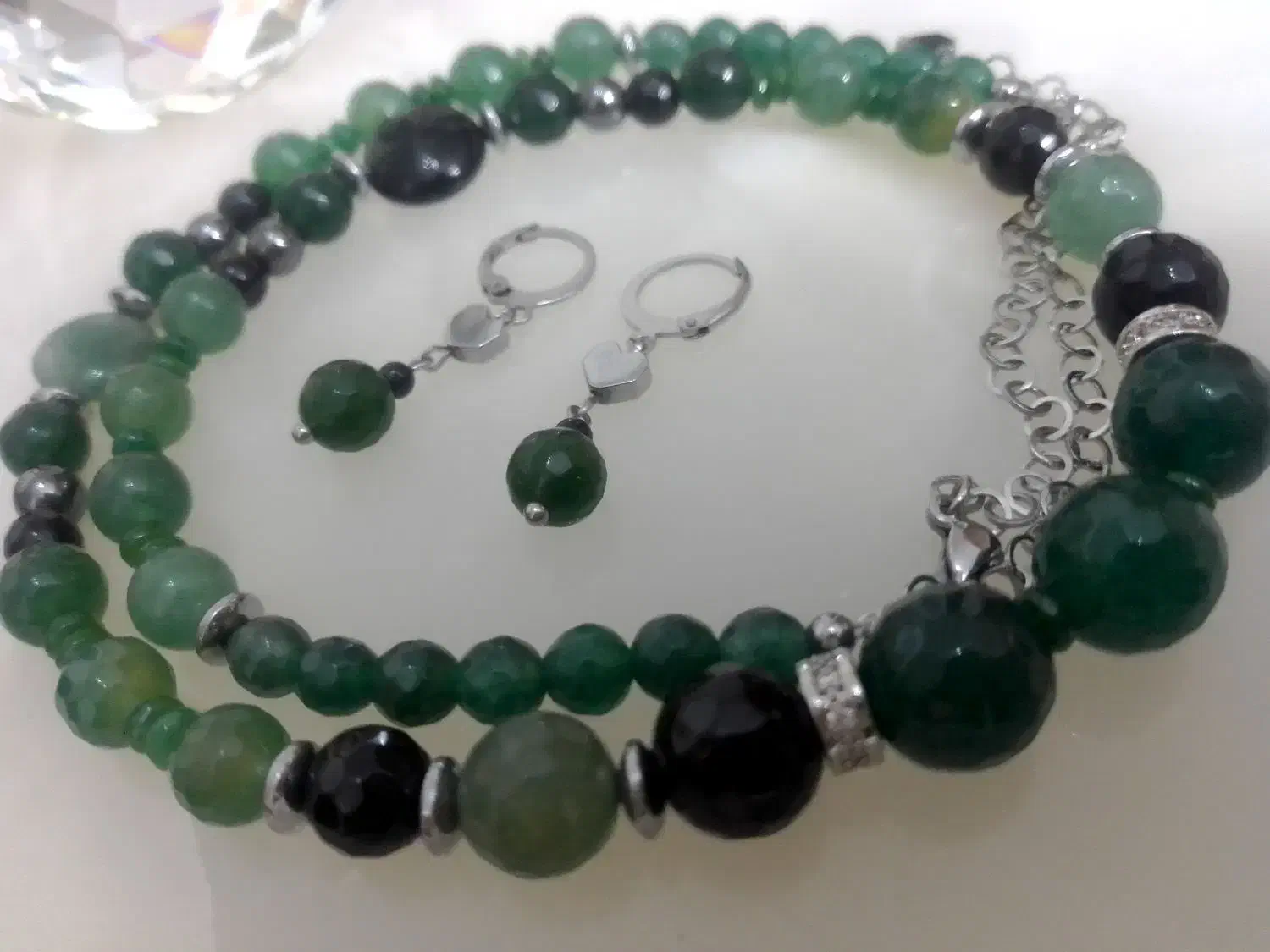 گردنبندسنگ عقیق سبز و مشکی و اونتورین|جواهرات|تهران, حکیمیه|دیوار