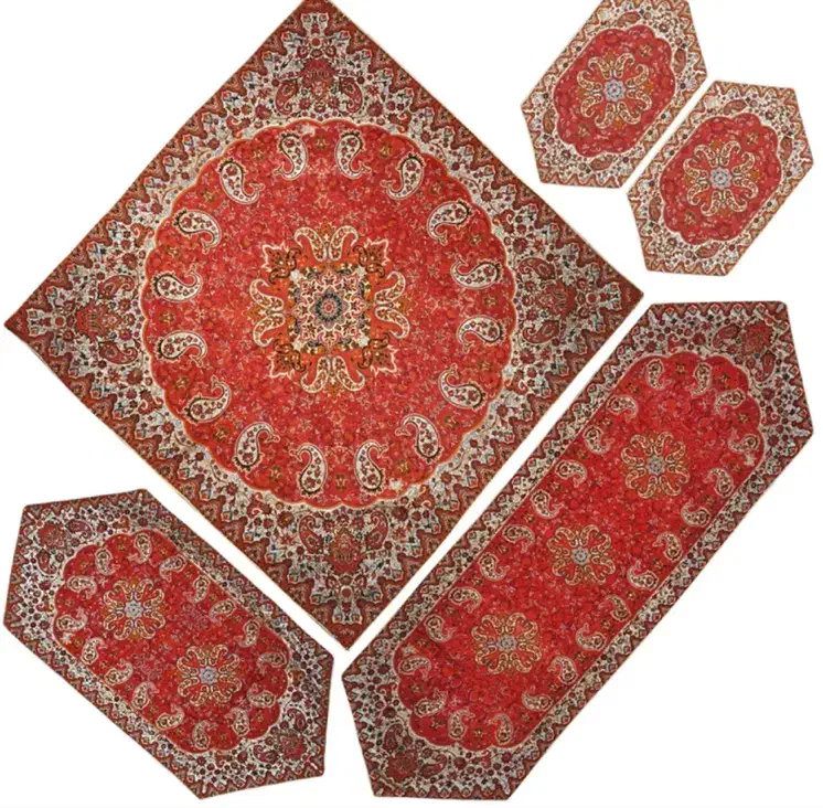 ترمه پنج تیکه به همراه ۴ عدد رویه کوسن|پرده، رانر، رومیزی|سنندج, |دیوار