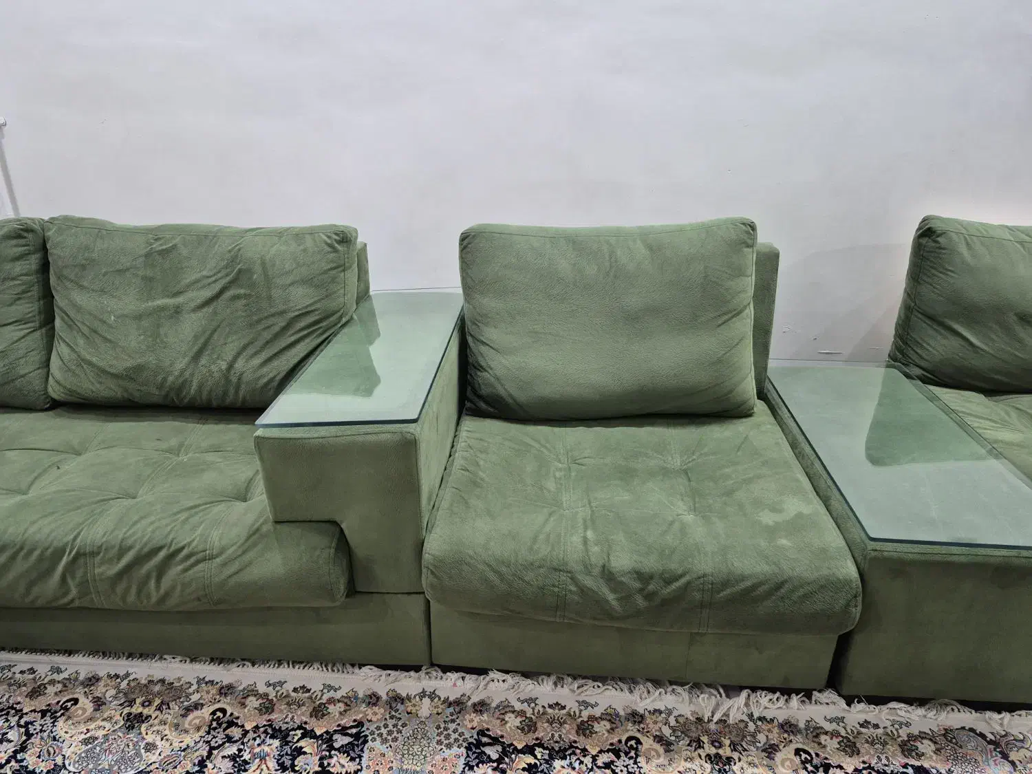 مبلمان ۹ نفره راحتی سبز رنگ|مبلمان خانگی و میز عسلی|اهواز, فاز ۱ پادادشهر|دیوار