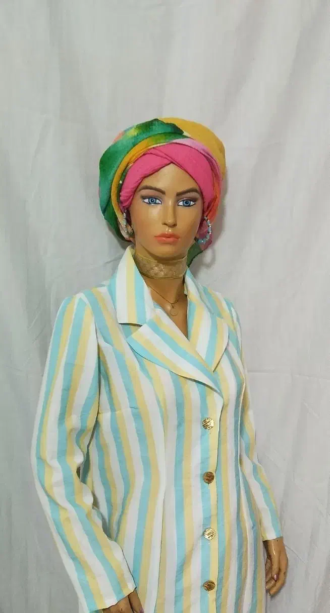 مانتو نخی راه راه یقه انگلیسی|لباس|لنجان, |دیوار