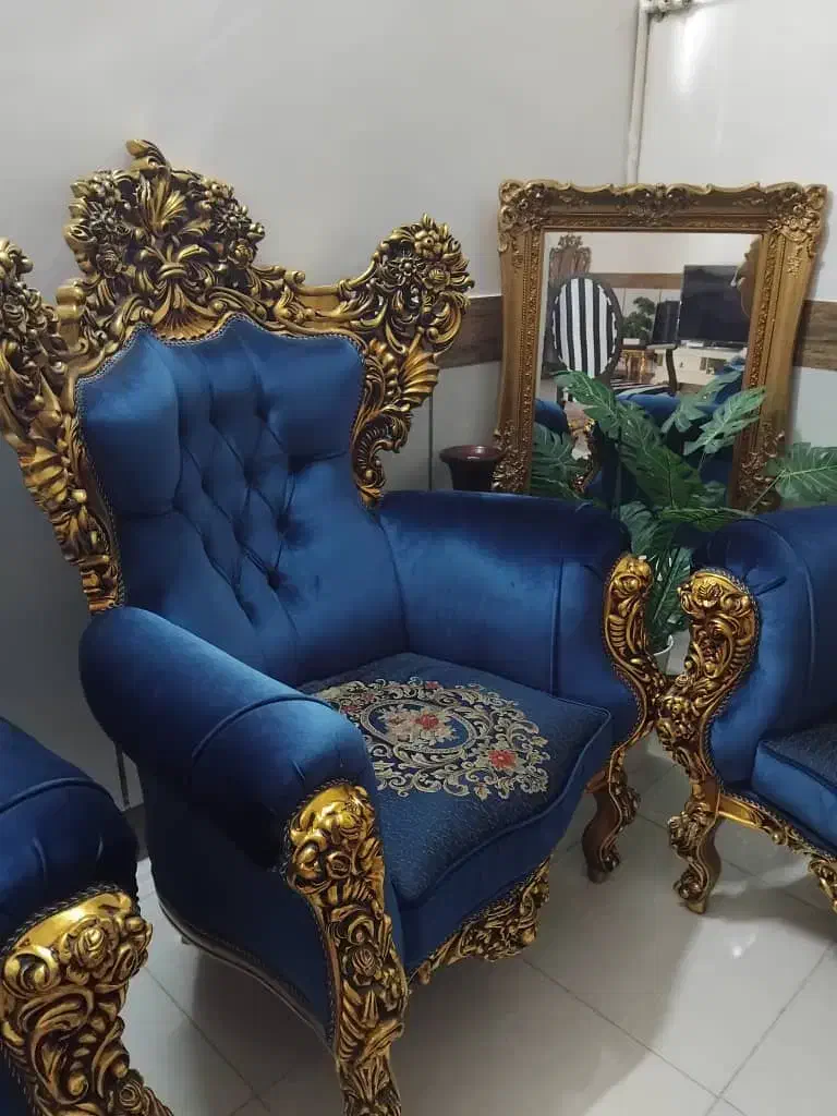 مبل سلطنتی تمام چوب راش پرمنبت ورق طلامبل چستر|مبلمان خانگی و میز عسلی|بروجرد, |دیوار