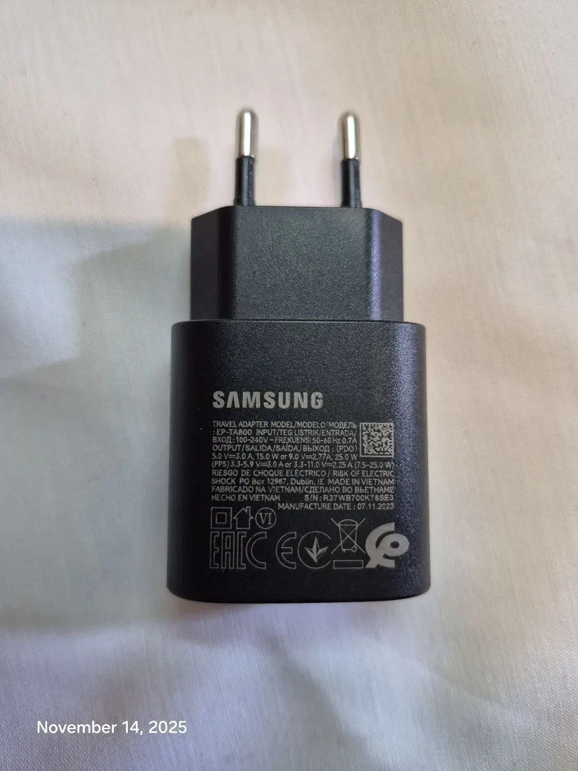 شارژر 25 وات اورجینال سامسونگ EP-TA800|لوازم جانبی موبایل و تبلت|بروجن, |دیوار