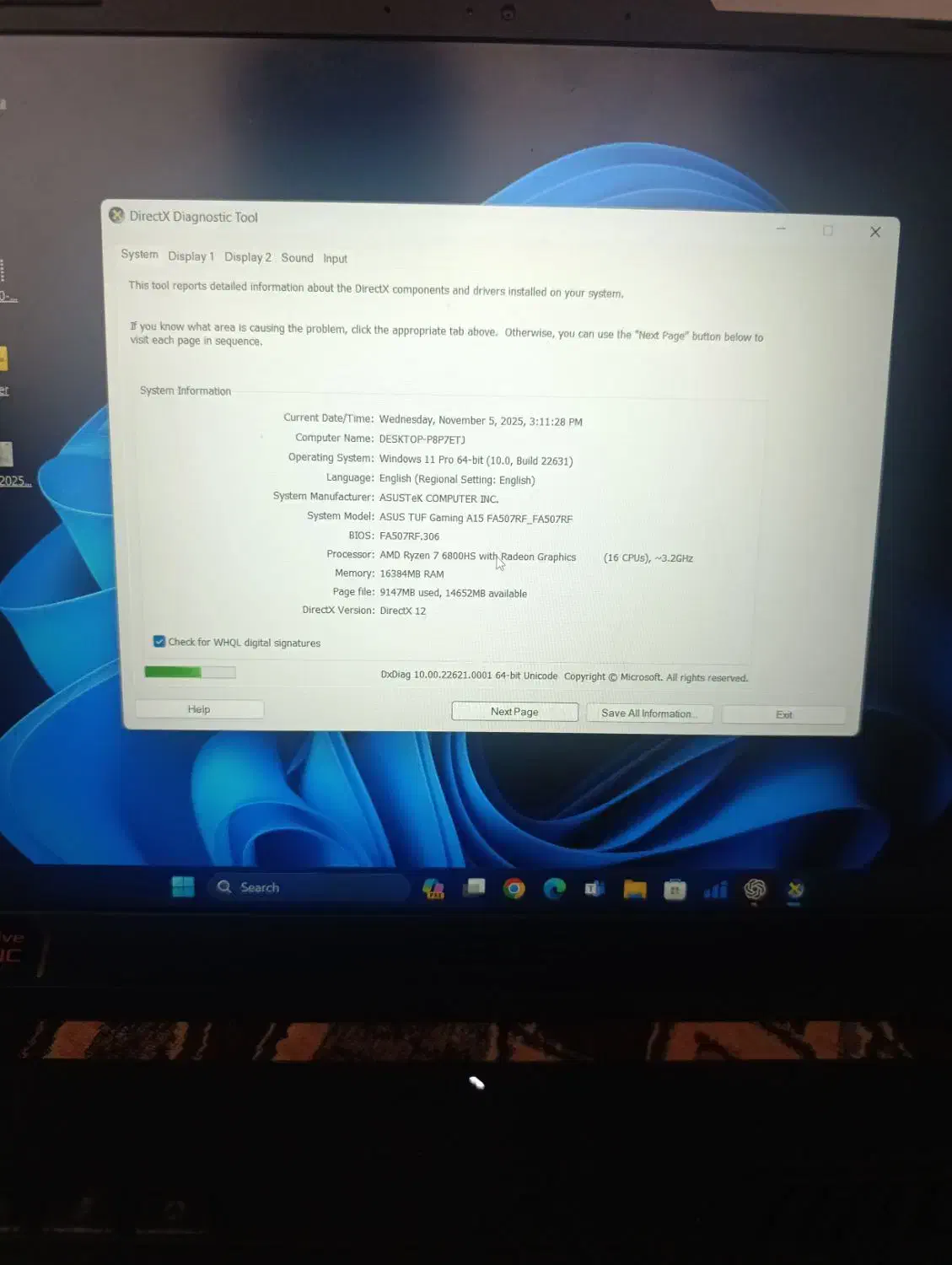 لبتاپ ASUS TUF Gaming A15 Model FA507R|رایانه همراه|الیگودرز, |دیوار