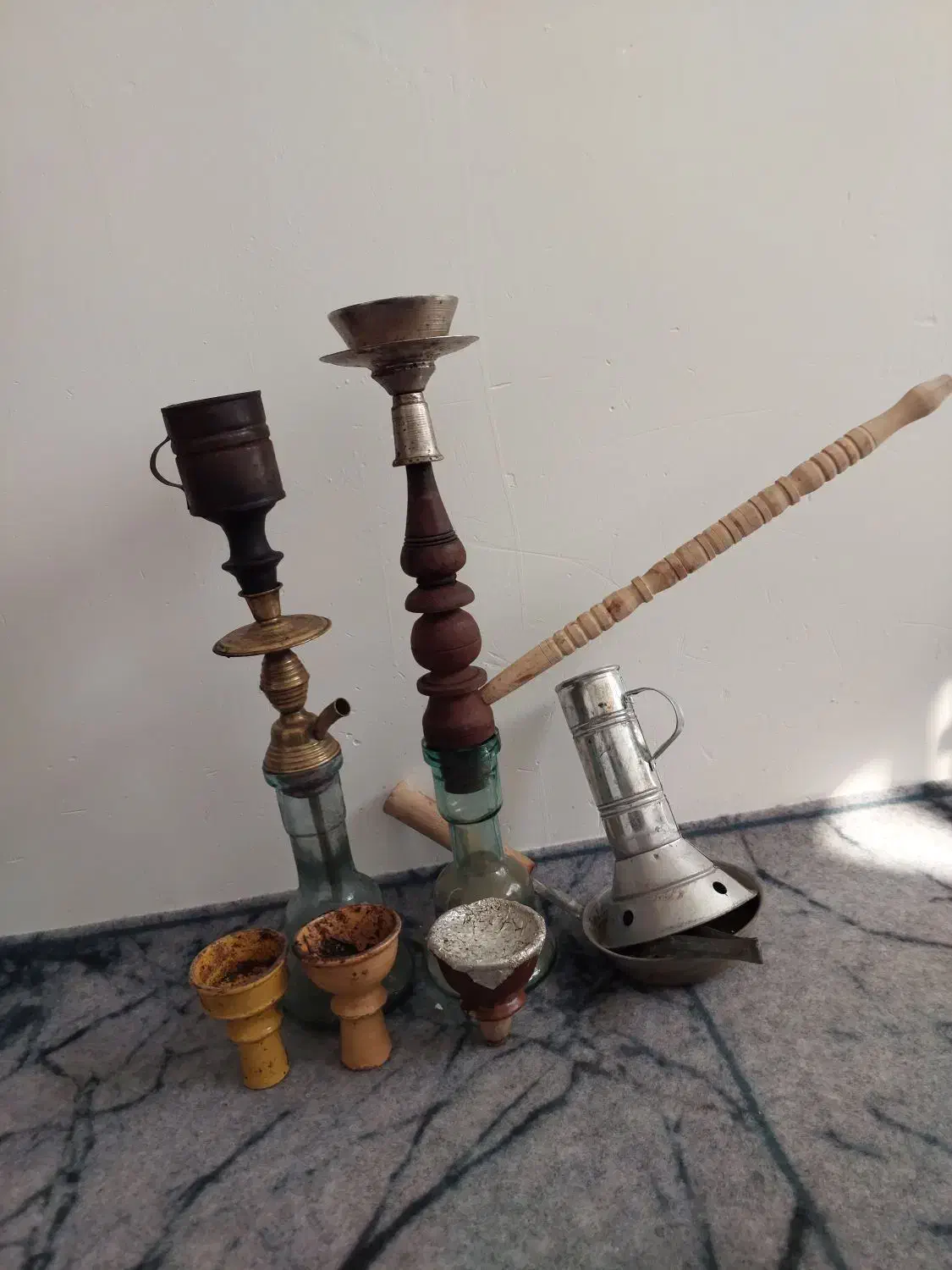 قلیان برنجی و چوبی|صنایع دستی و سایر لوازم تزئینی|مشهد, بهارستان|دیوار