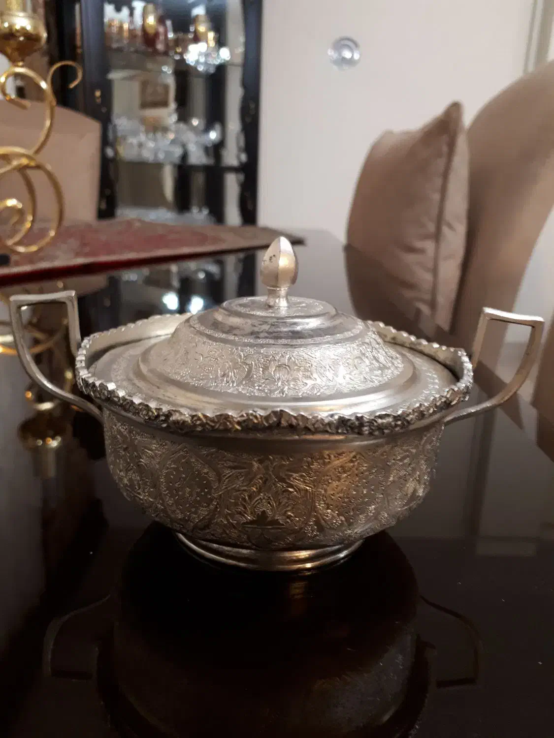 قندان  جنس نقره با عیار ۸۵|کلکسیون اشیاء عتیقه|زنجان, |دیوار